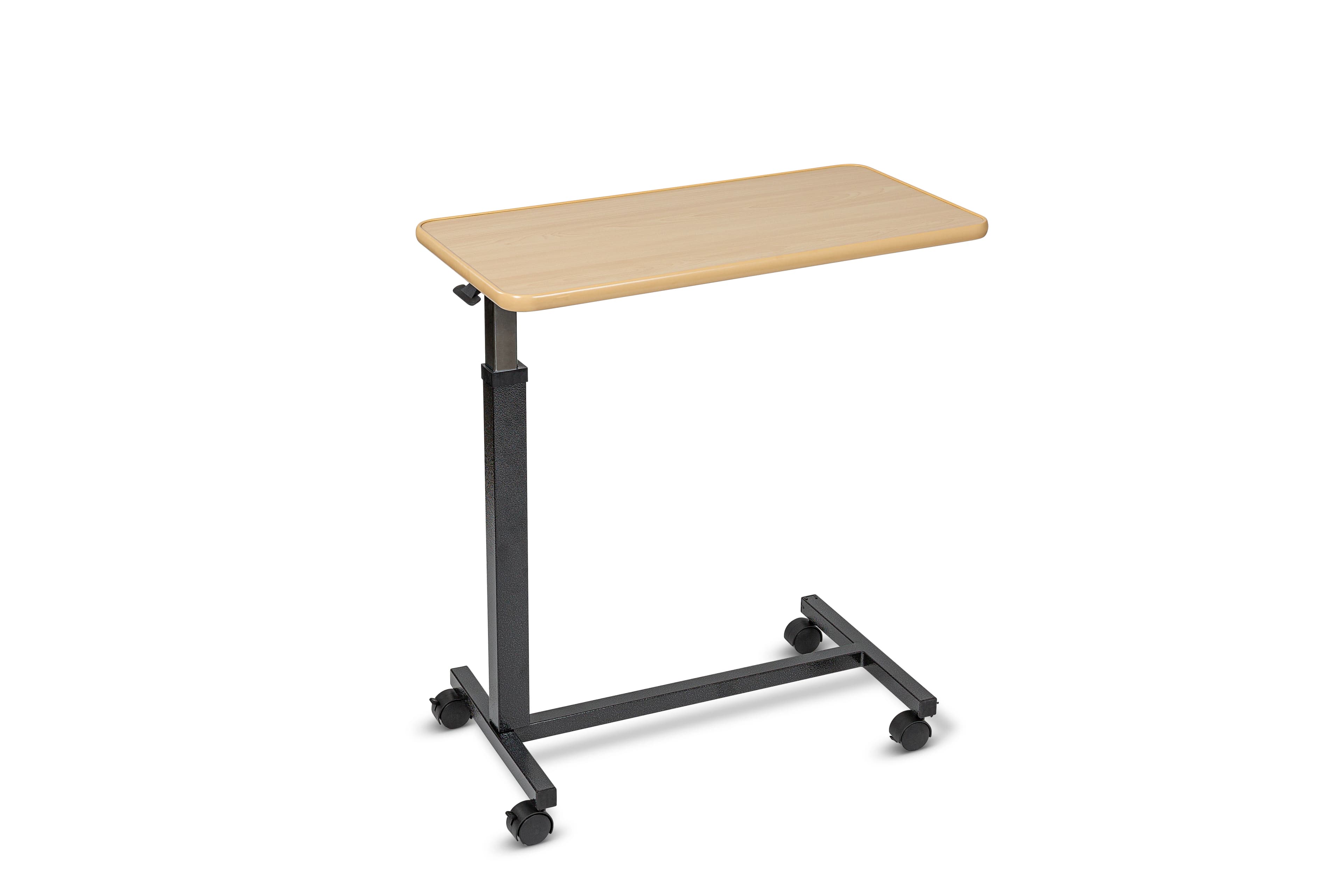 MedaCure Wood Top Overbed Table, 30" x 15" Top, Height Adjustable 32"-46" - Wood Top Overbed Table - Image 1
