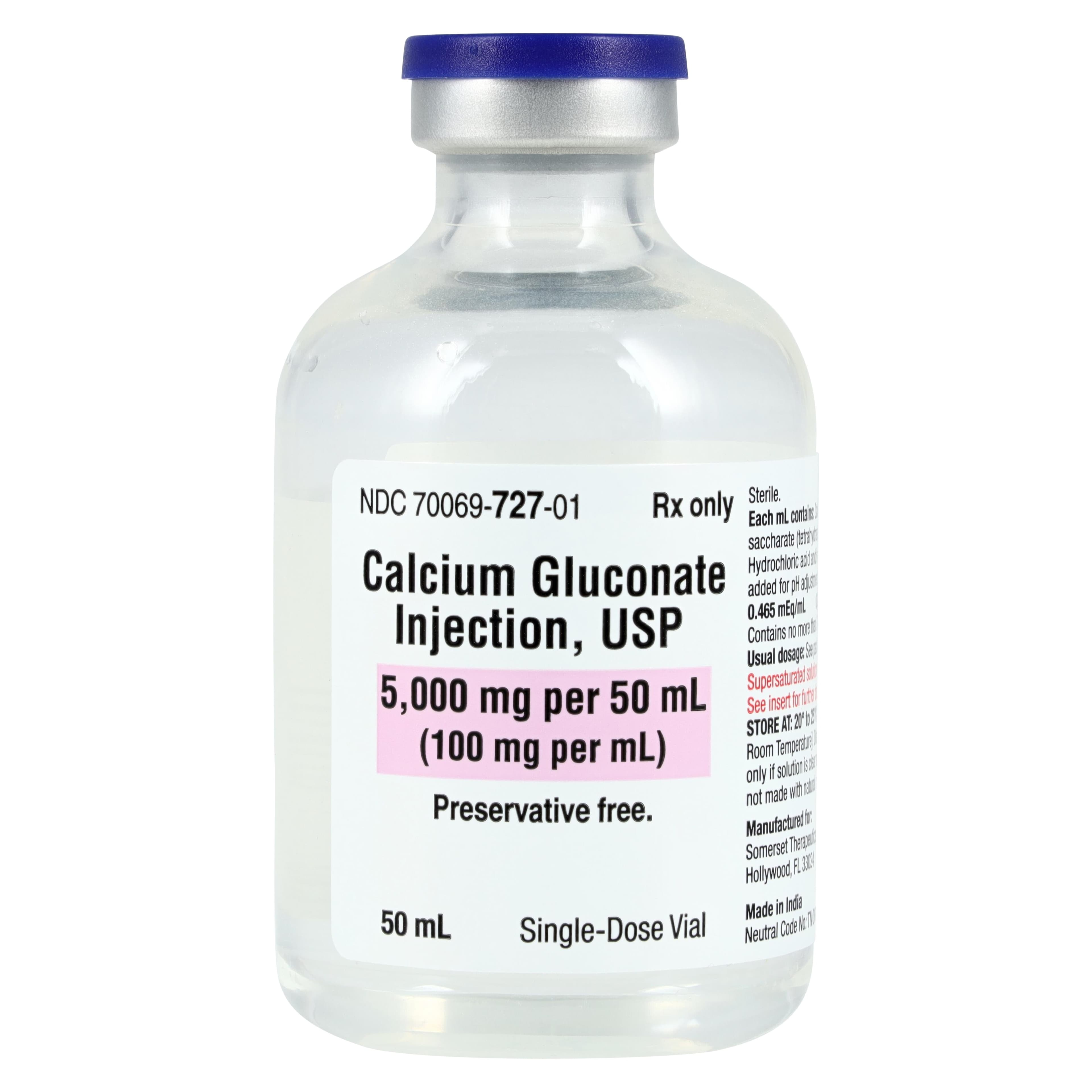 Calcium Gluconate Injection 100 mg/mL, Single-Dose Vial, 50 mL, 25/Package thumbnail 2