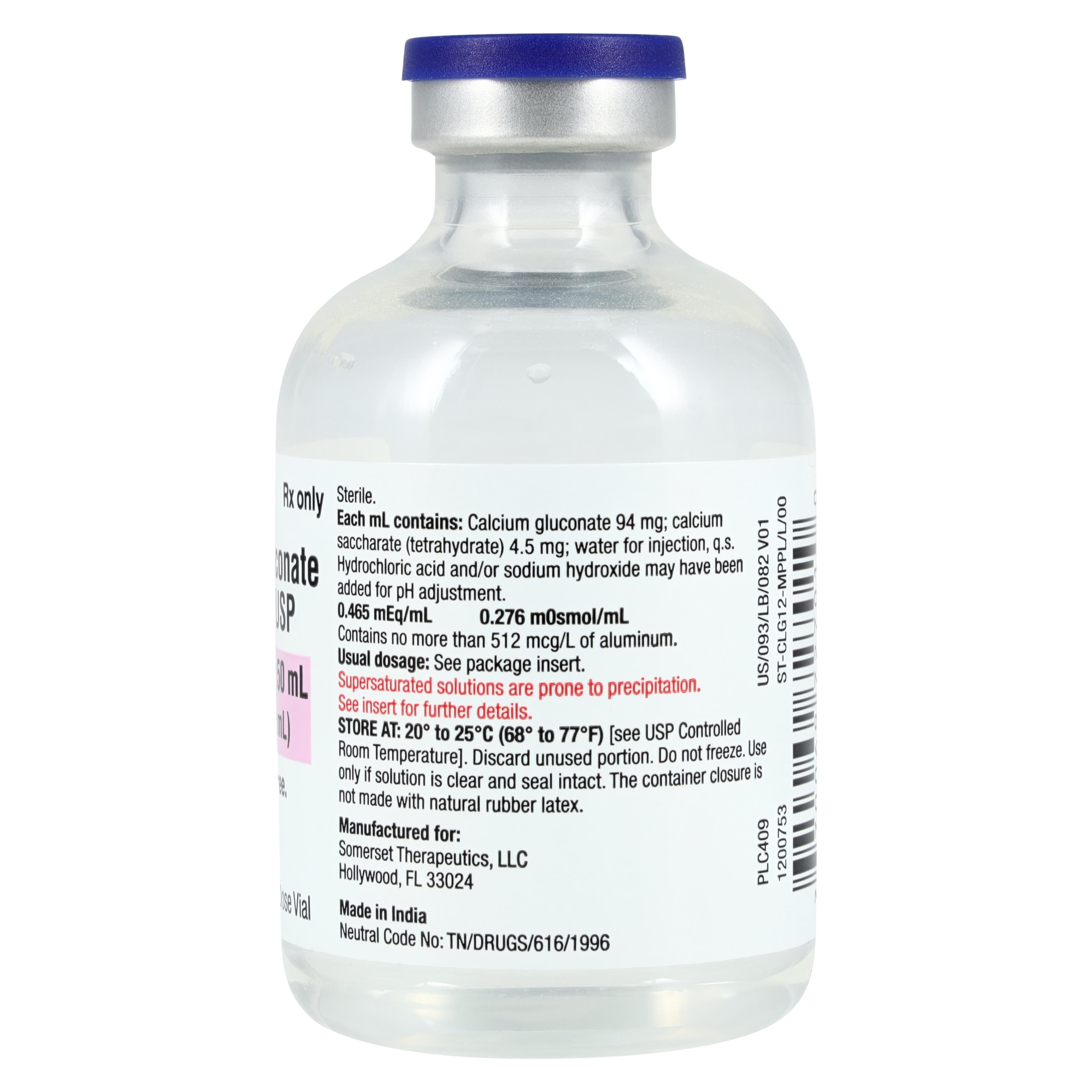 Calcium Gluconate Injection 100 mg/mL, Single-Dose Vial, 50 mL, 25/Package thumbnail 3