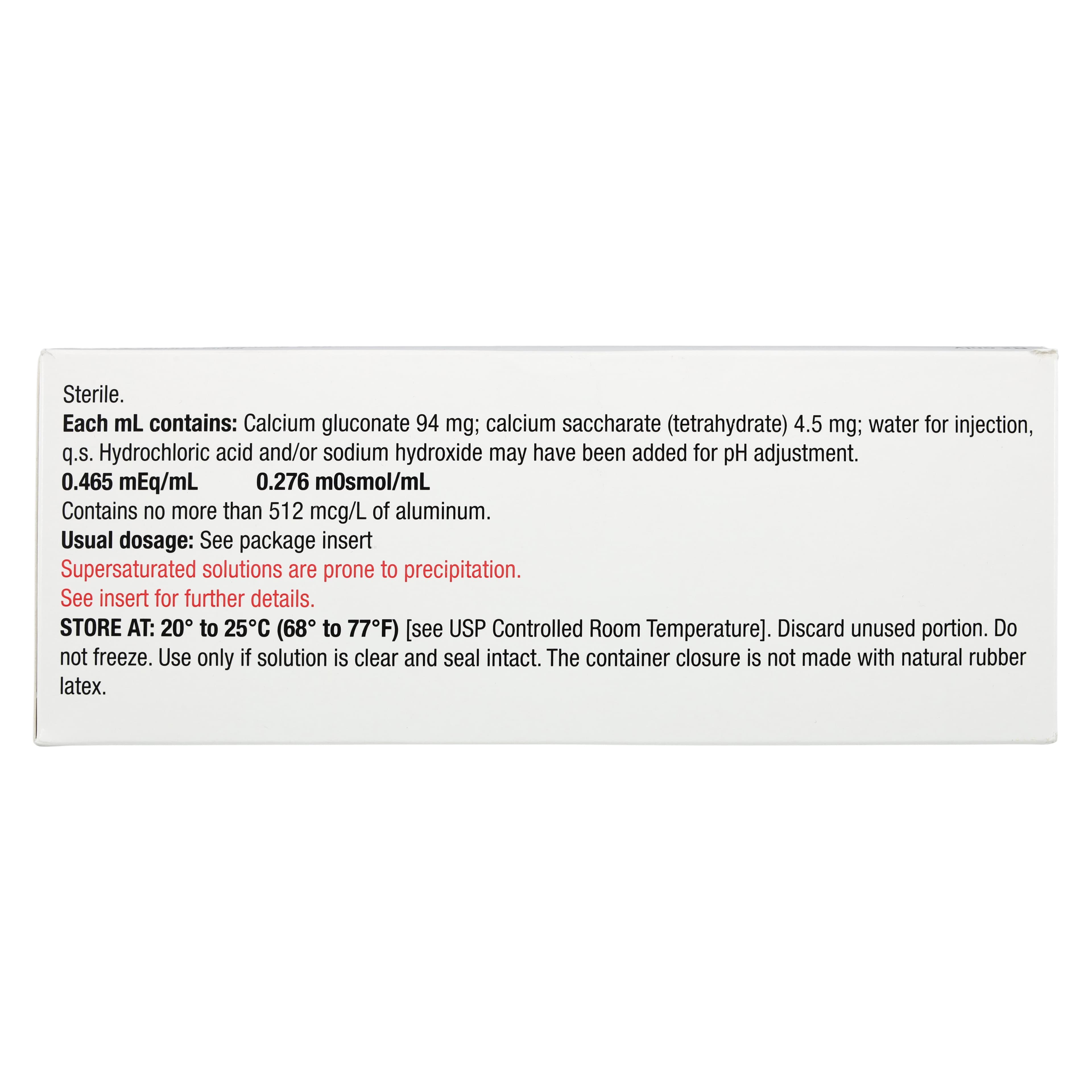 Calcium Gluconate Injection 100 mg/mL, Single-Dose Vial, 50 mL, 25/Package thumbnail 4