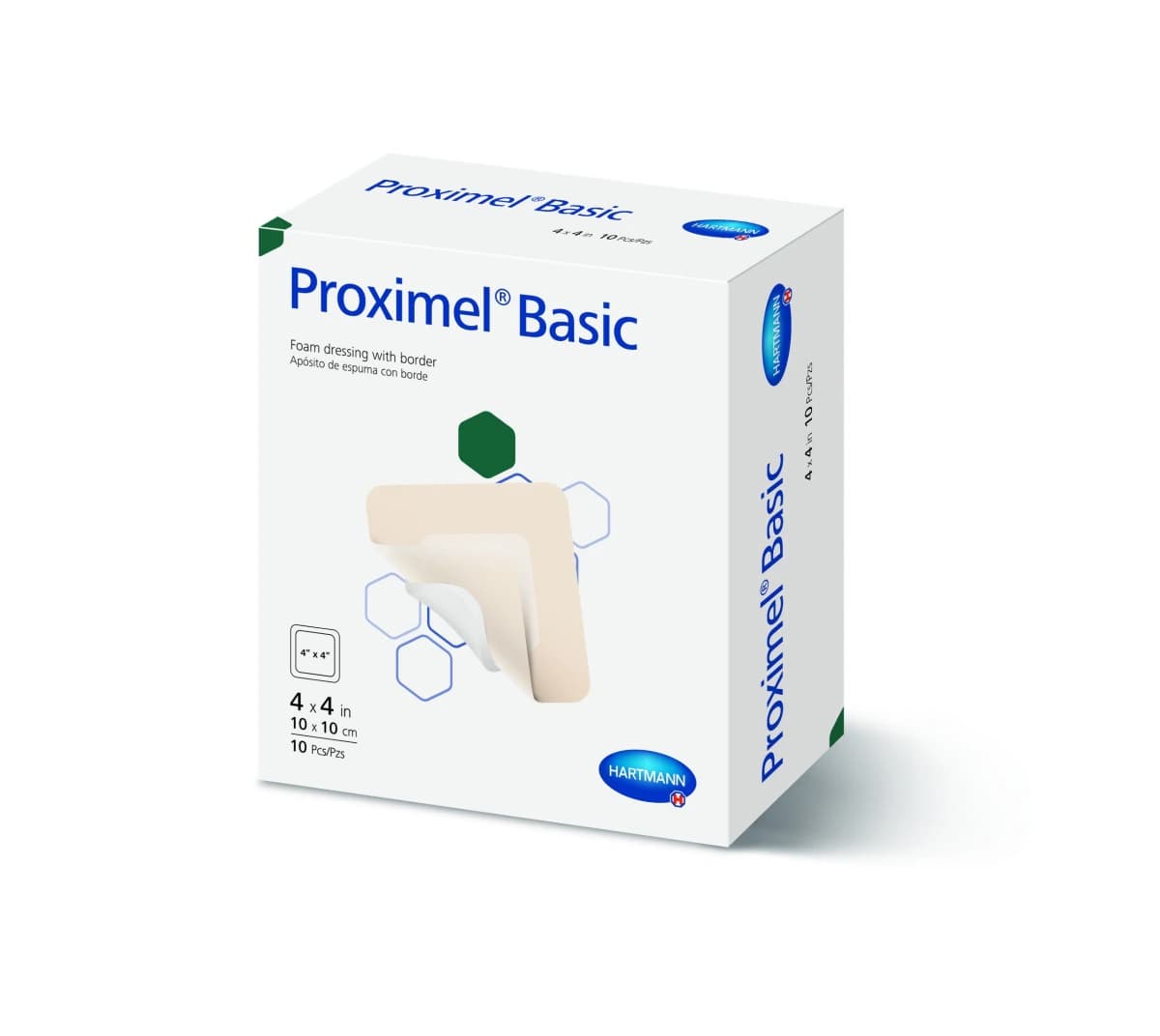 Proximel Basic Border Dressing, Foam, 4x4", Sterile, Square, Adhesive, White/Tan - Proximel Basic Border Dressing - Image 1