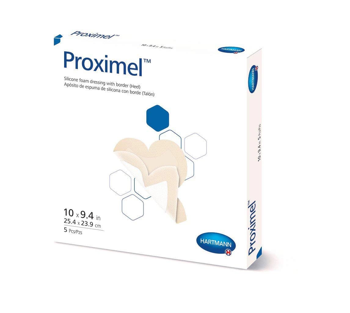 Proximel Silicone Foam Border Dressing, Sterile, Heel, 10 x 9.4 in, Adhesive, White/Tan - Proximel Border Foam Dressing - Image 1