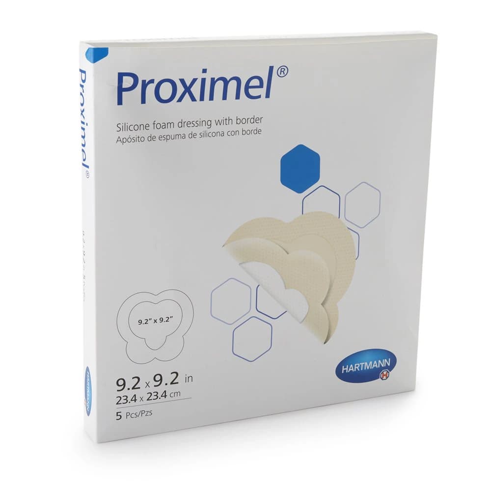 Proximel Silicone Foam Border Dressing, Sterile, Sacrum, Adhesive, White/Tan - Proximel Border Foam Dressing - Image 1