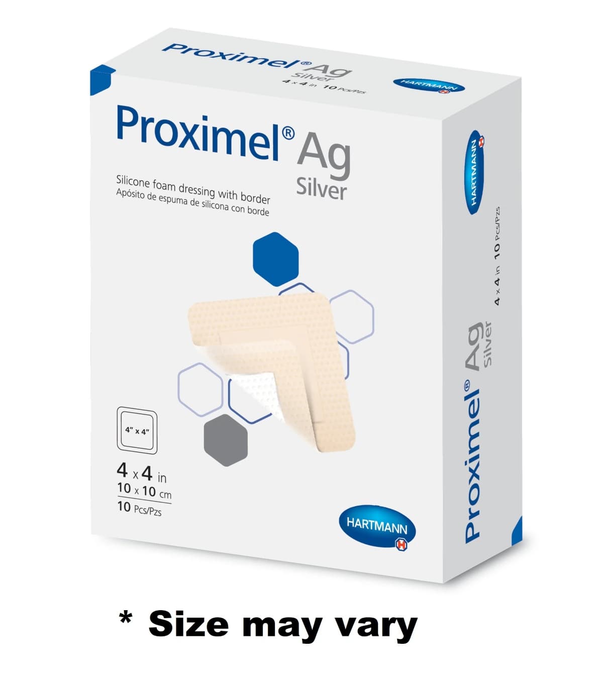 Proximel Ag Silicone Foam Border Dressing, 3x3" Sterile Square Adhesive, White/Tan - Proximel Ag Border Dressing - Image 1