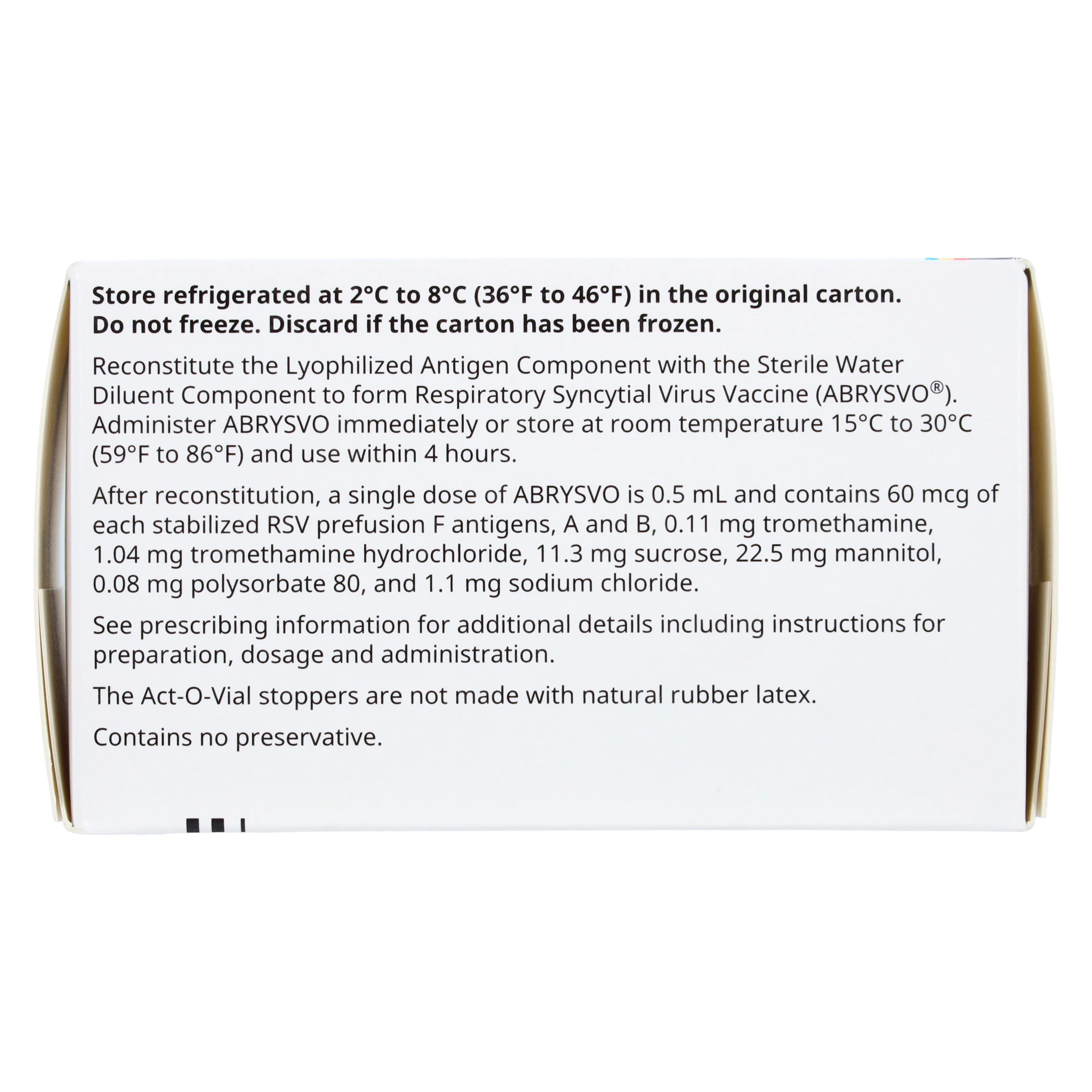 Abrysvo (RSVpreF) Respiratory Syncytial Virus Vaccine, Act-O-Vial, Single-Dose Vial, 10/Package thumbnail 2