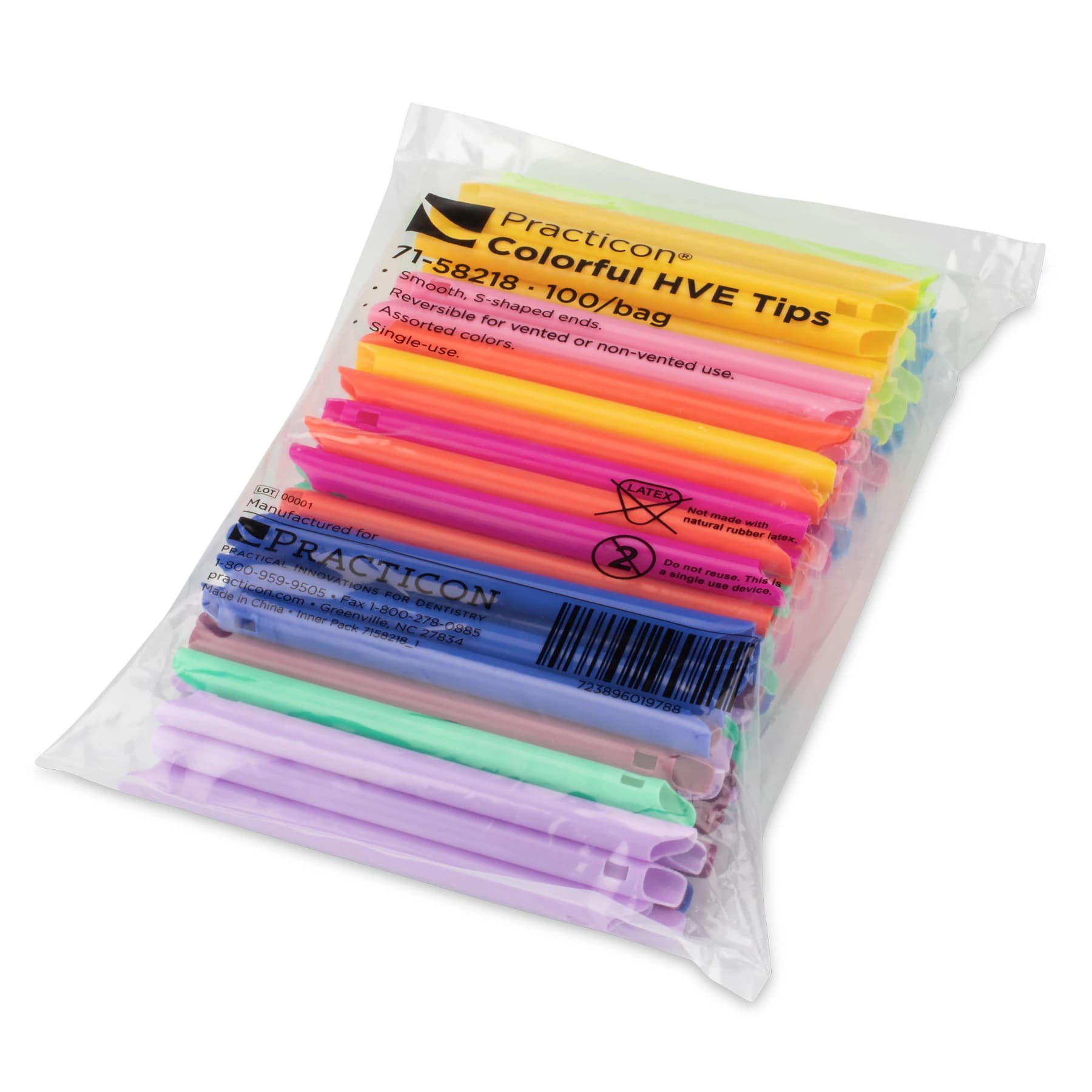Practicon Colorful HVE Tips, Assorted Colors, Rigid, Vented/Non-Vented, 100/Bag thumbnail 2