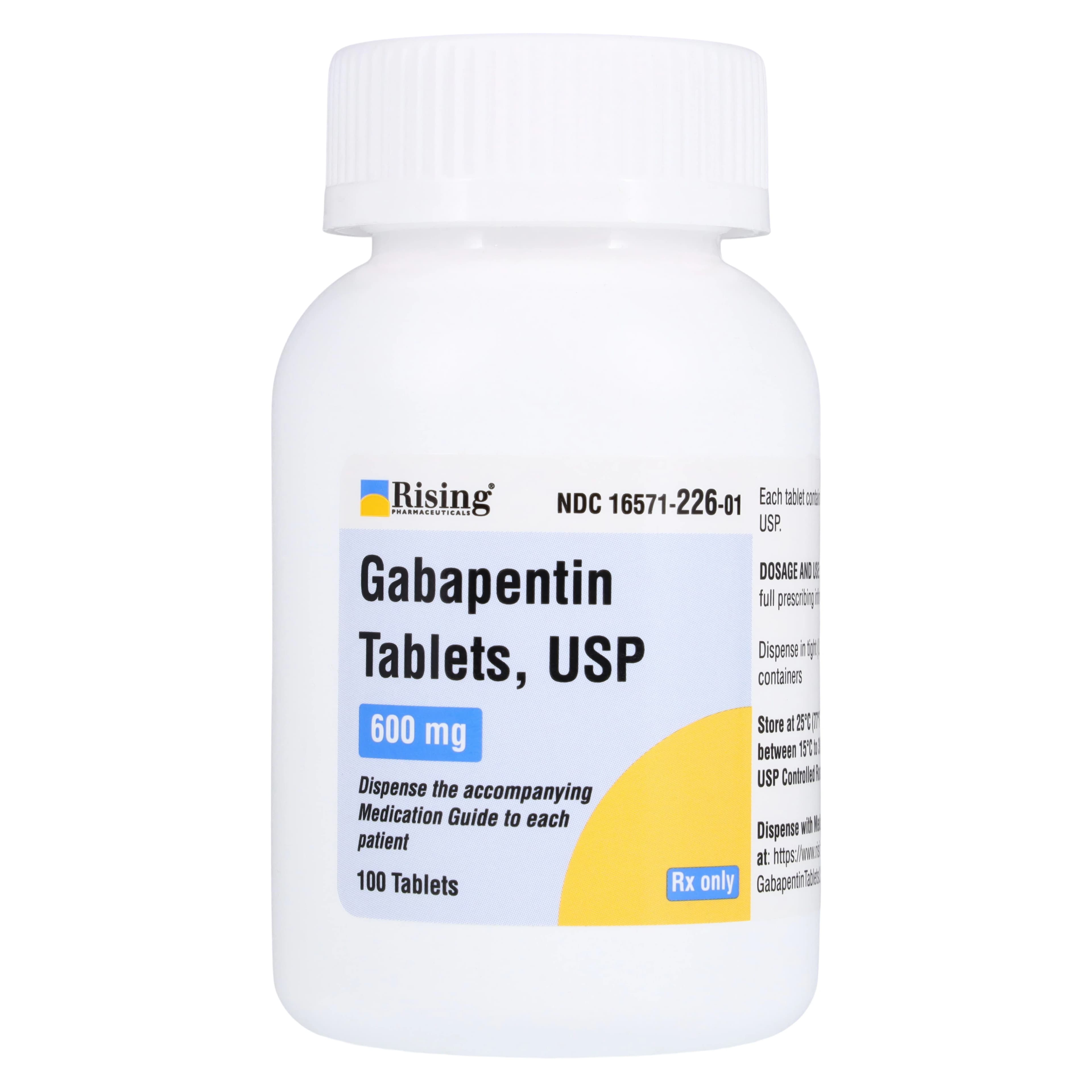 Gabapentin Tablets 600mg, Bottle of 100, Rising Pharmaceuticals - Gabapentin Tablets - Image 1