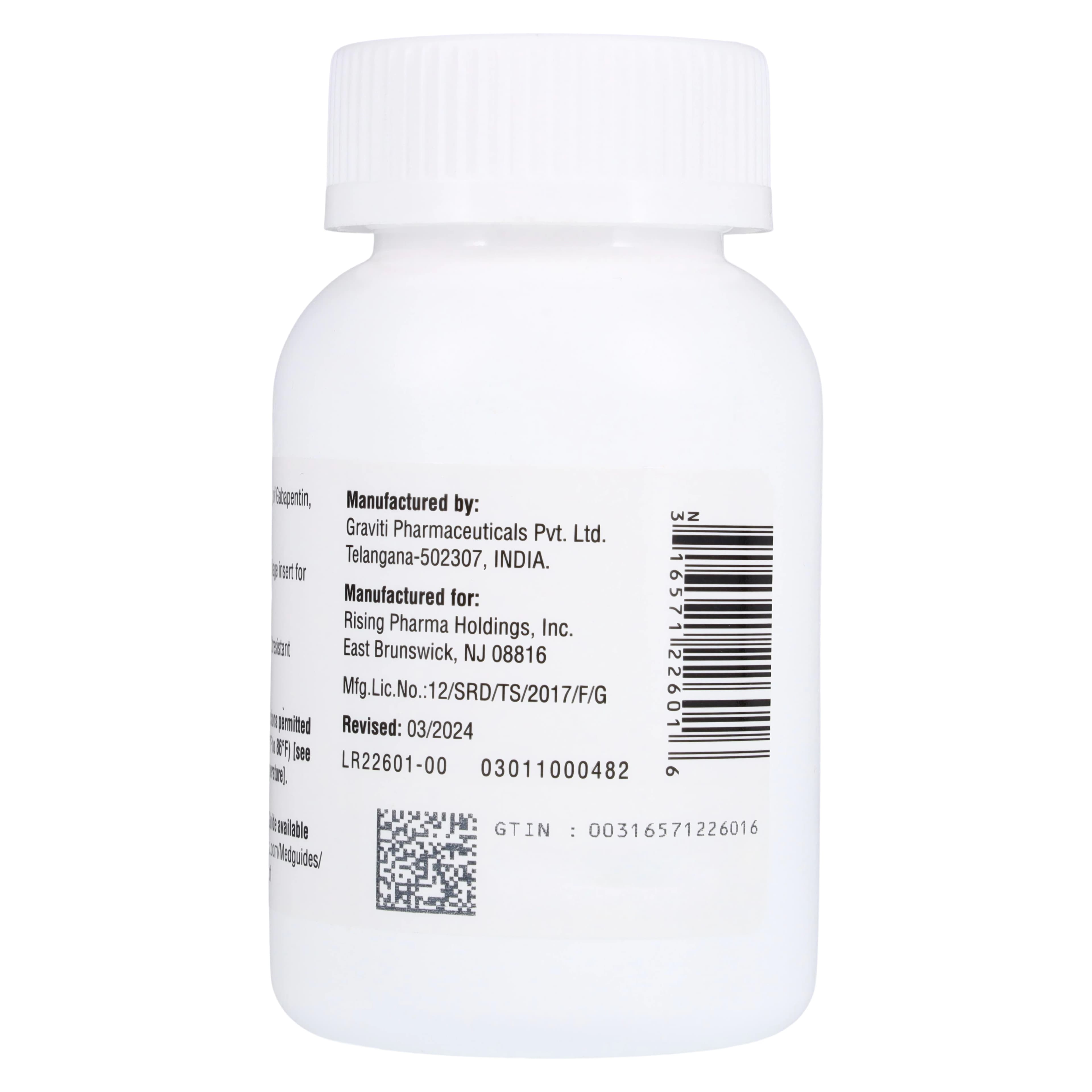 Gabapentin Tablets 600mg, Bottle of 100, Rising Pharmaceuticals thumbnail 3