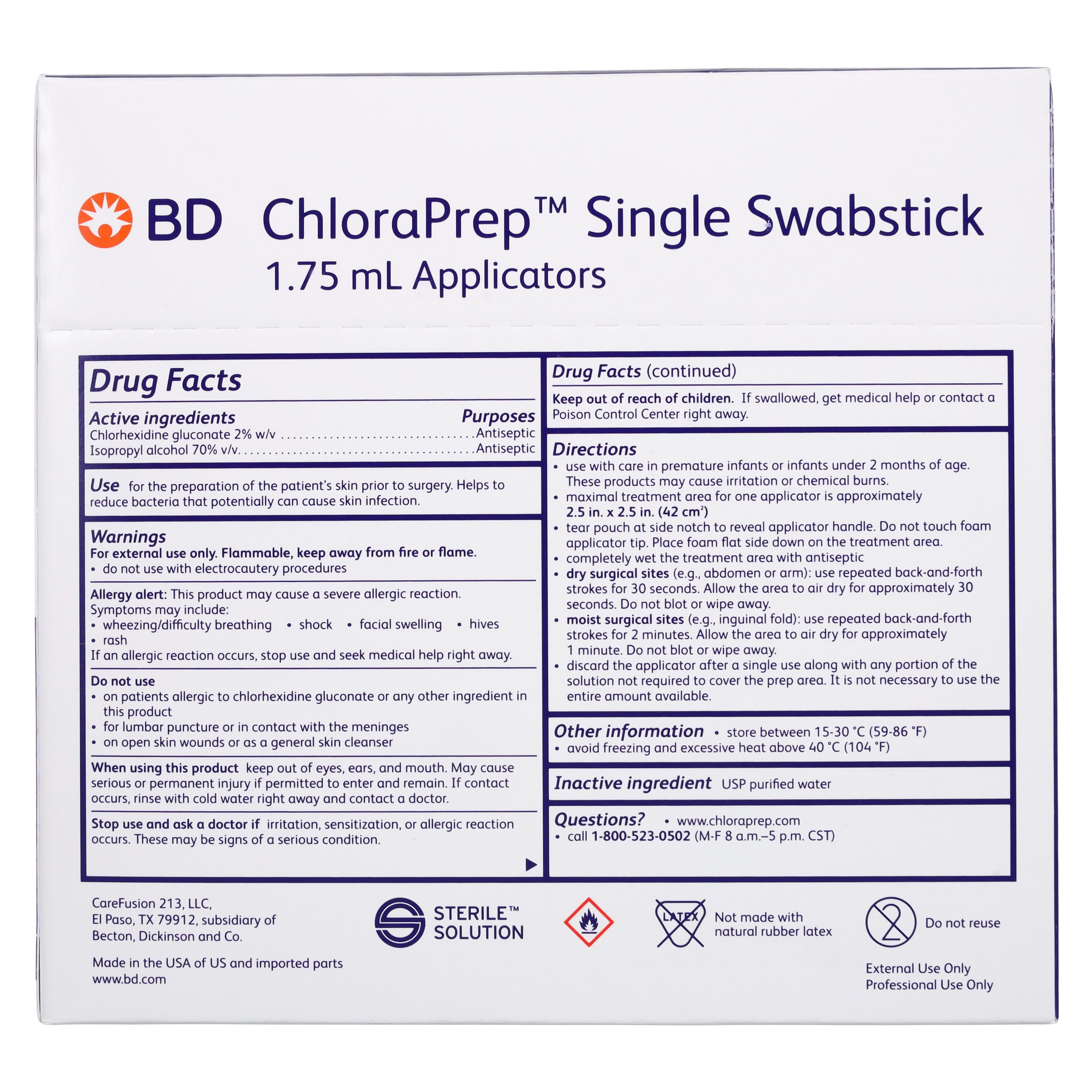 ChloraPrep Surgical Prep Swabstick, 2% CHG, 70% Isopropyl Alcohol, Sterile, 1.75mL, 1's thumbnail 5