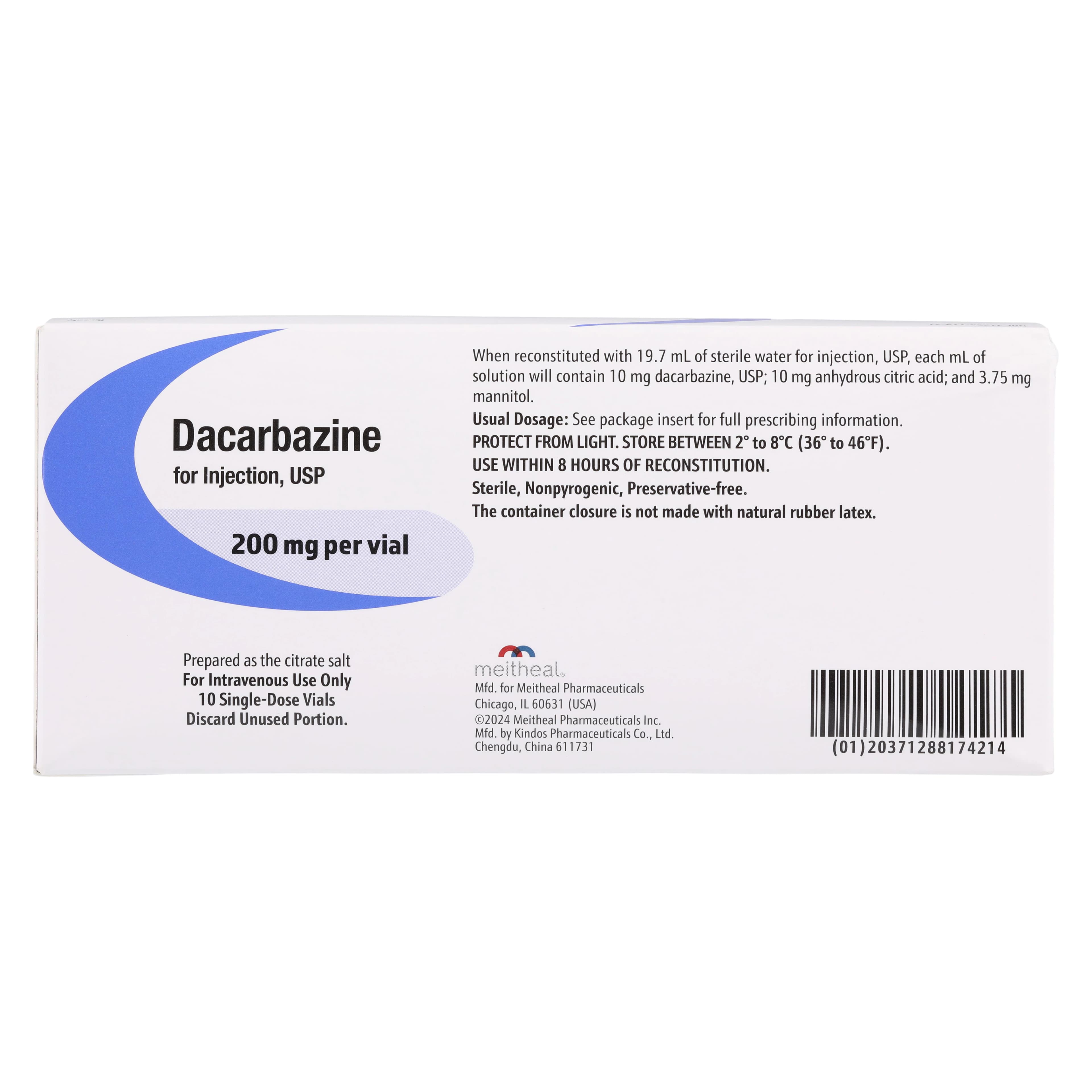 Dacarbazine for Injection, 200 mg/vial, Single-Dose Vial, 20 mL, 10/Package thumbnail 5