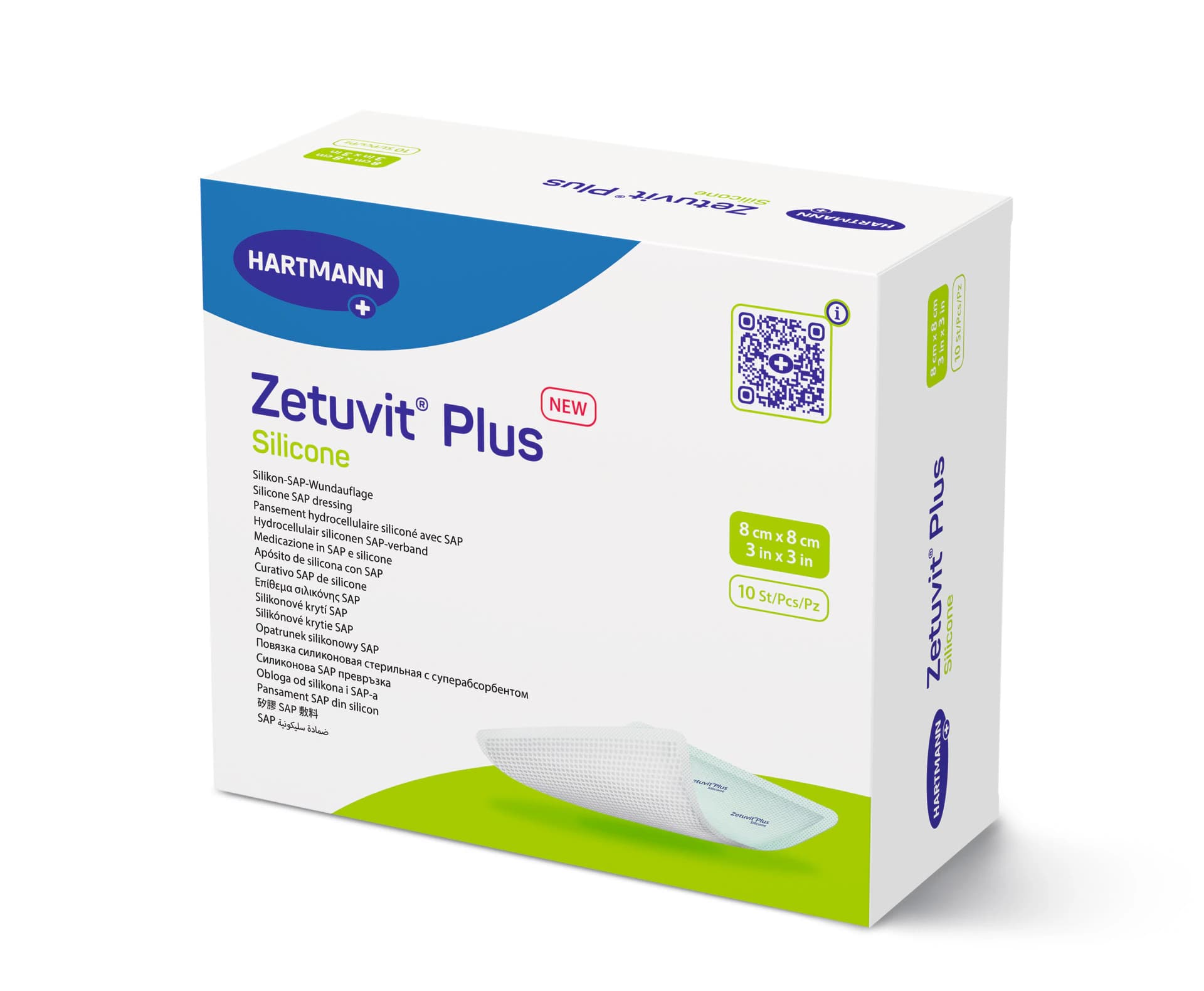 Hartmann Zetuvit Plus Silicone Non-Border Dressing, 3x3" Sterile Square, Super Absorbent - Zetuvit Plus Silicone NB - Image 1