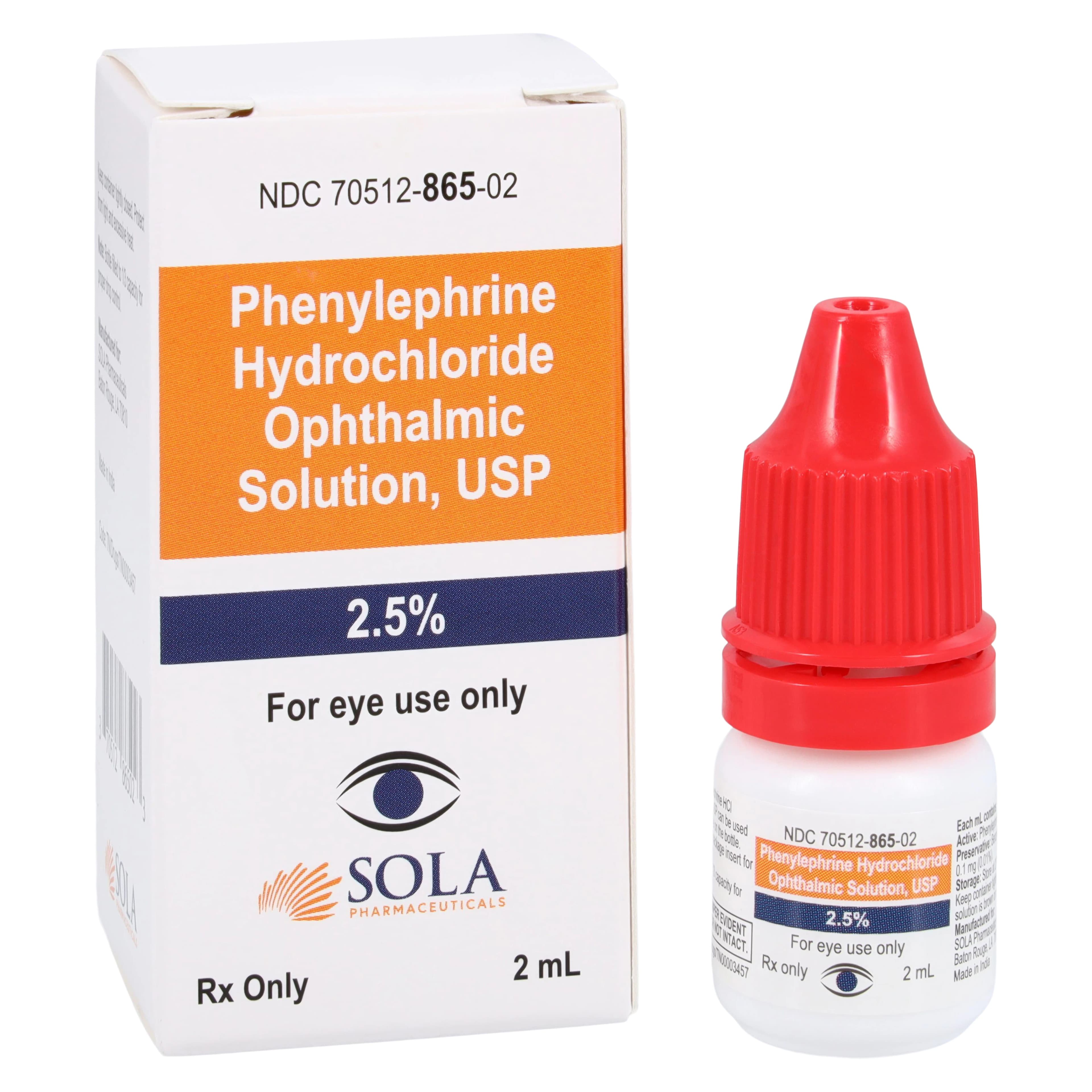 Phenylephrine HCl Ophthalmic Solution 2.5%, 2 mL Bottle (Sola Pharmaceuticals) - Phenylephrine HCl Ophth Sol - Image 1