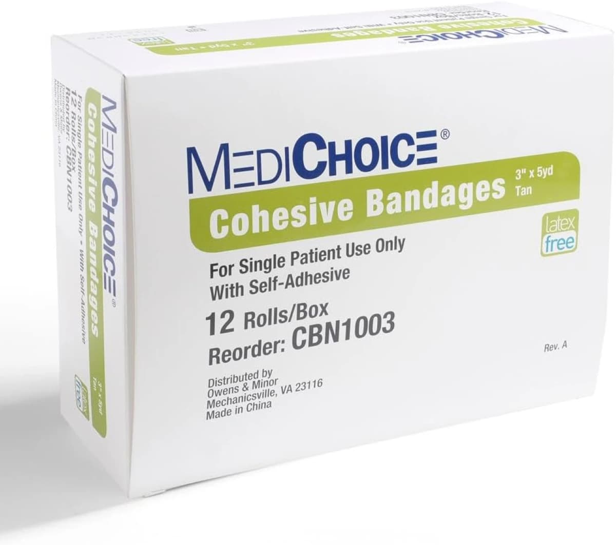 Owens & Minor Cohesive Bandage, Self-Adherent, Tan, 3" x 5 yd, Non-Sterile, 72/Case - Bandage Self-Adh Tan NS LF - Image 1