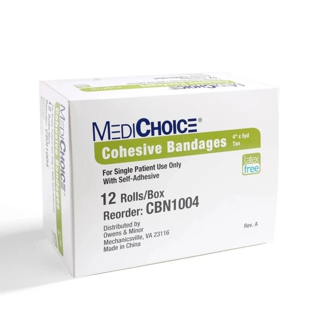 Owens & Minor Cohesive Bandage, Latex-Free, Non-Sterile, Tan, 4" x 5 yd, 72/Case - Bandage Cohesv LF NS Tan - Image 1