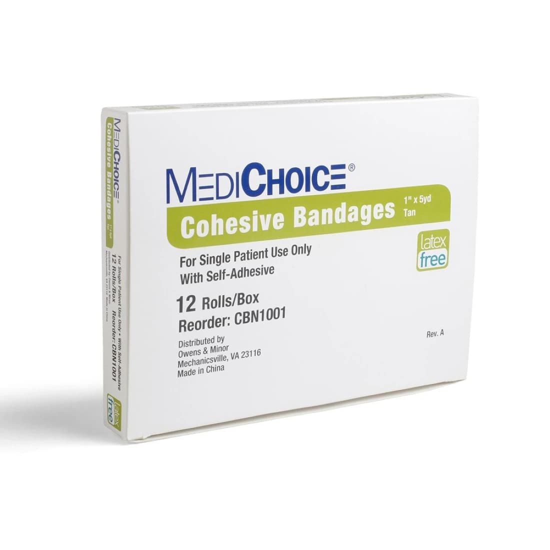 Owens & Minor Cohesive Bandage, Self-Adherent, Tan, 1" x 5 yd, Non-Sterile, 72/Case - Bandage Self-Adh Tan NS LF - Image 1