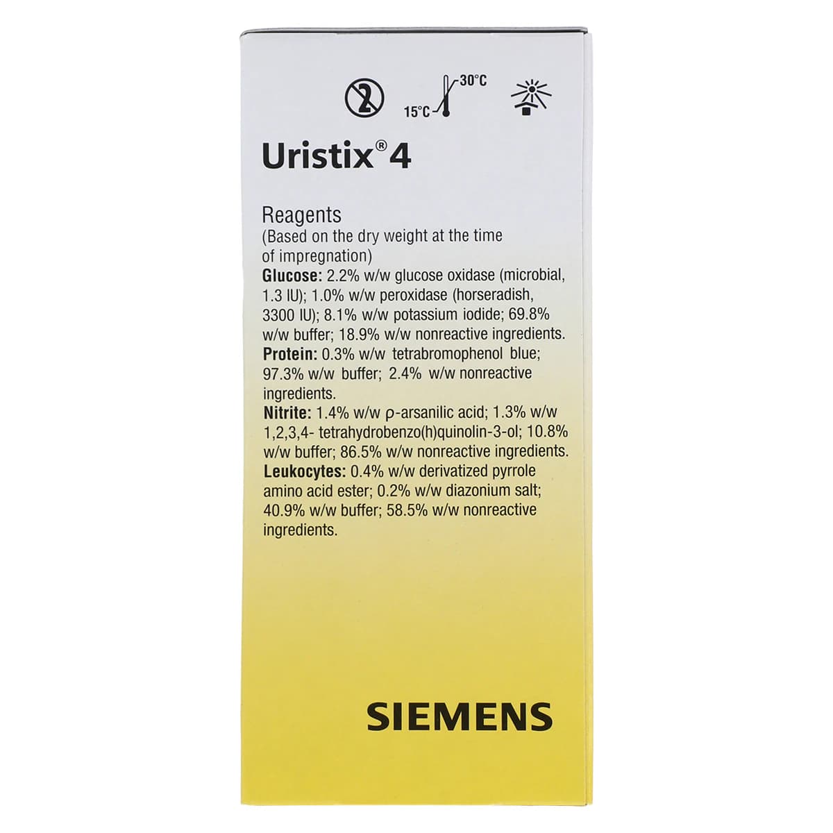 Siemens Uristix 4 Urinalysis Test Strips, Glucose, Leucocytes, Nitrite, Protein, 100/Bottle thumbnail 3