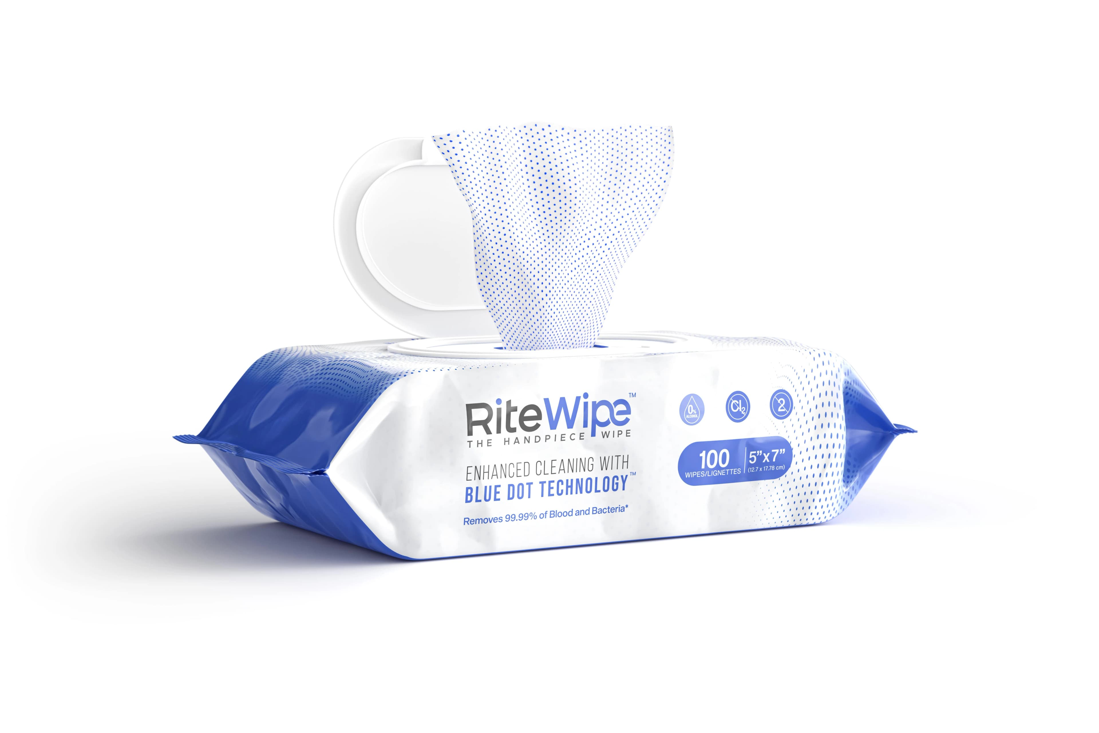 RiteWipe Handpiece Cleaning Wipes, 5" x 7", 100 Wipes/Pouch, 121100 - 5" x 7", 100 Wipes/Pouch, 121100 - Image 1