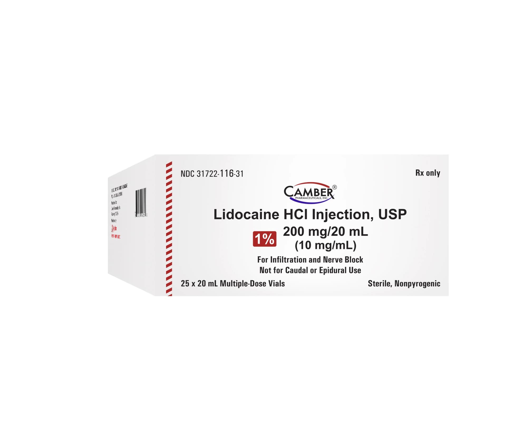 Lidocaine HCl Injection 1% MDV 20mL, 25/Package - Lidocaine HCl Inj MDV 20mL - Image 1