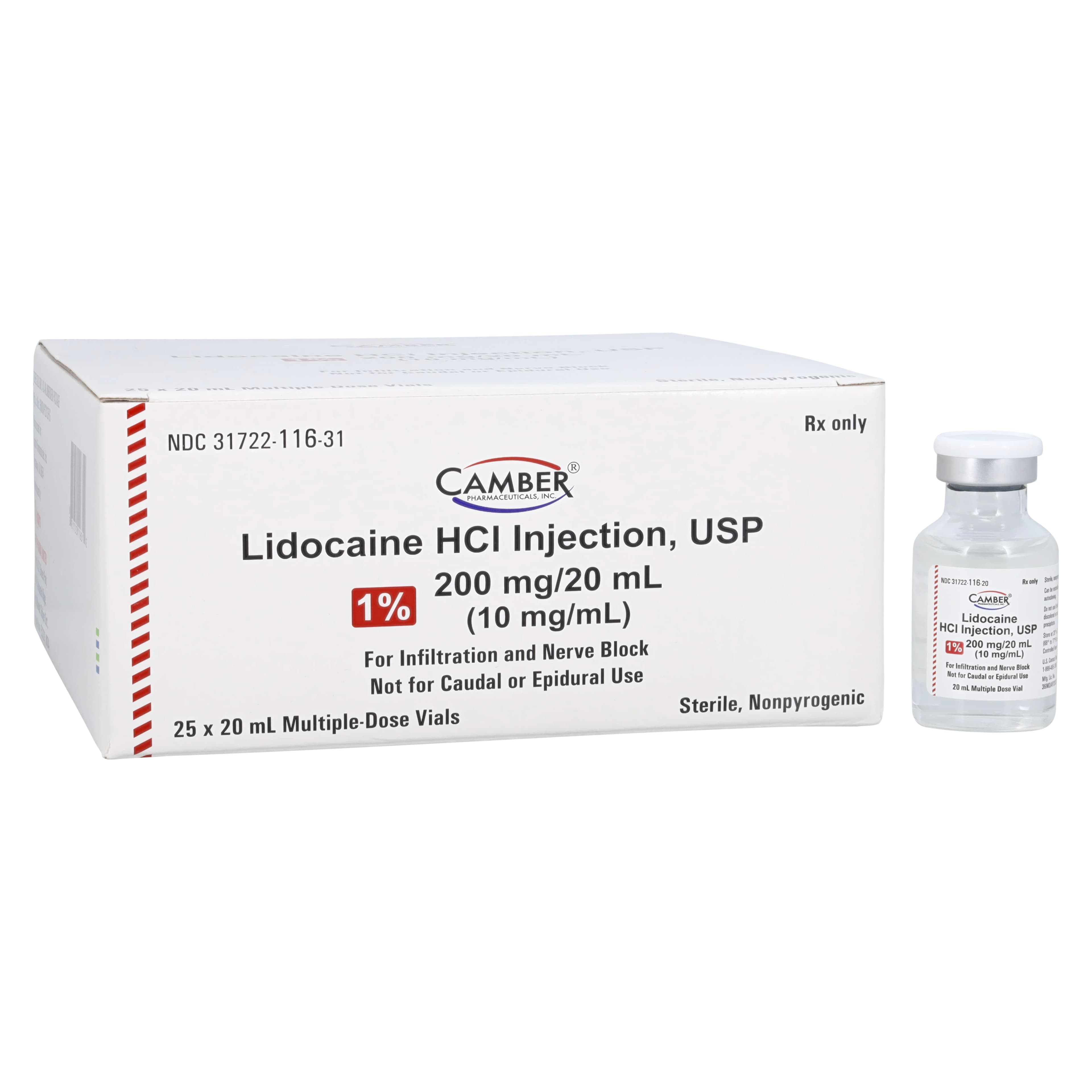Lidocaine HCl Injection 1% MDV 20mL, 25/Package thumbnail 2
