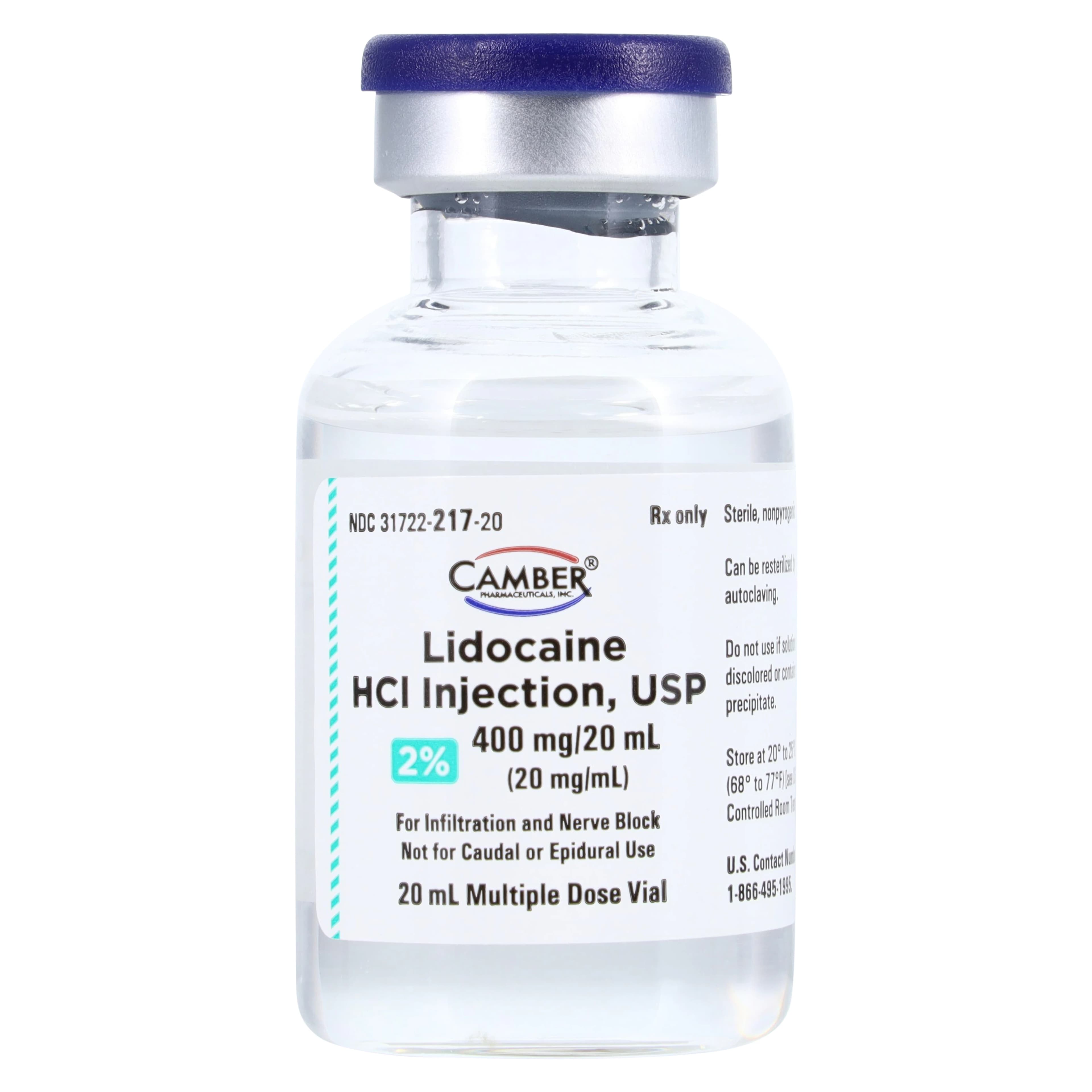 Lidocaine HCl Injection 2% MDV 20mL, 25/Package, Camber Pharmaceuticals thumbnail 2