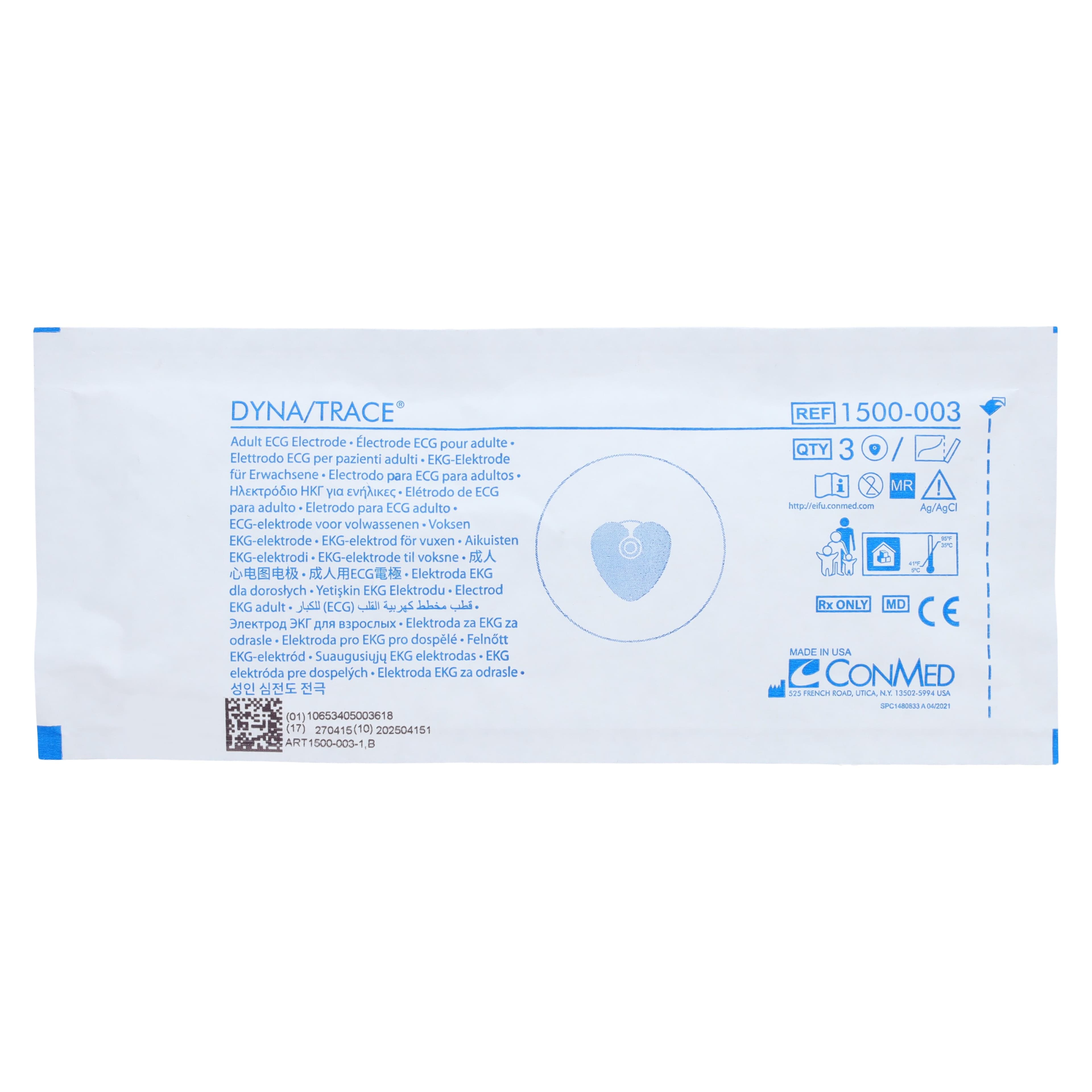 Dyna/Trace ECG Electrode, Adult, 1.9" Round, Foam/Wet Gel, Snap, 3/Package thumbnail 3