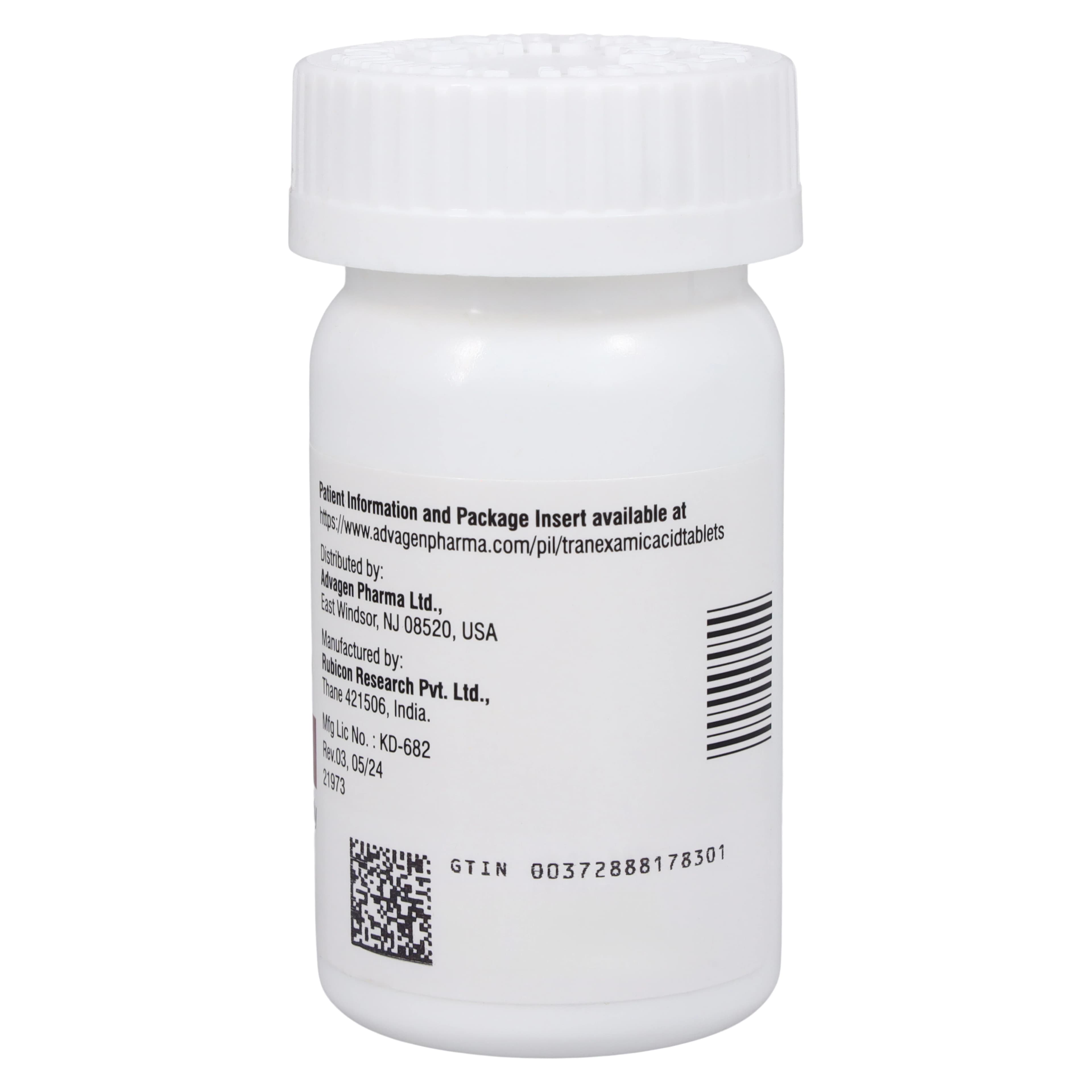 Tranexamic Acid Tablets, 650mg, Bottle, AdvaGen Pharma thumbnail 3