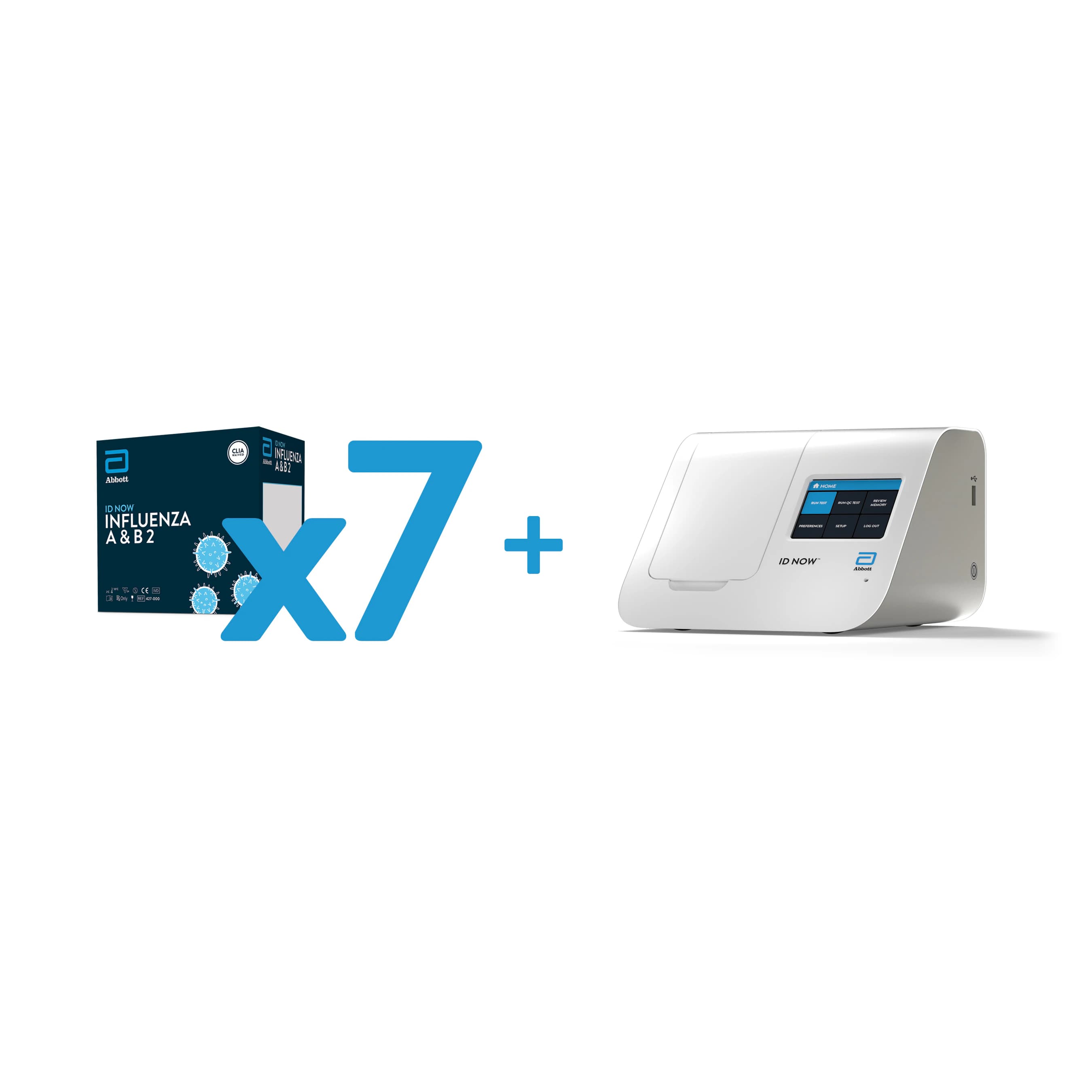 Abbott ID NOW Influenza A & B Starter Bundle with Analyzer, 7 Flu Test Kits, and Wi-Fi Connectivity Kit, CLIA Waived - ID Now Starter Bundle 7 Flu Kt - Image 1