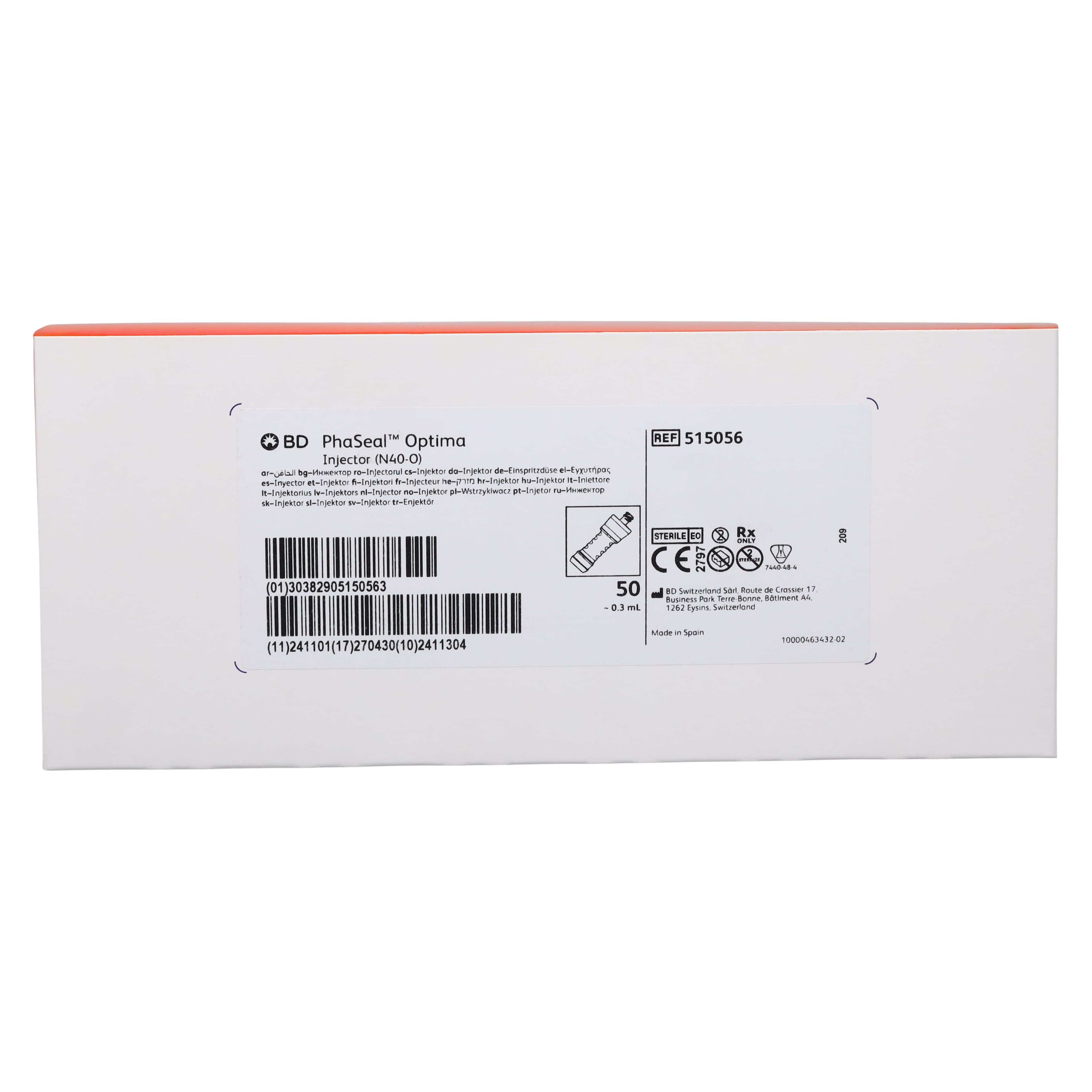 BD PhaSeal N40-O Locking Injector, Single Patient Use, for PhaSeal Optima Drug Transfer Device, 50/Box thumbnail 4