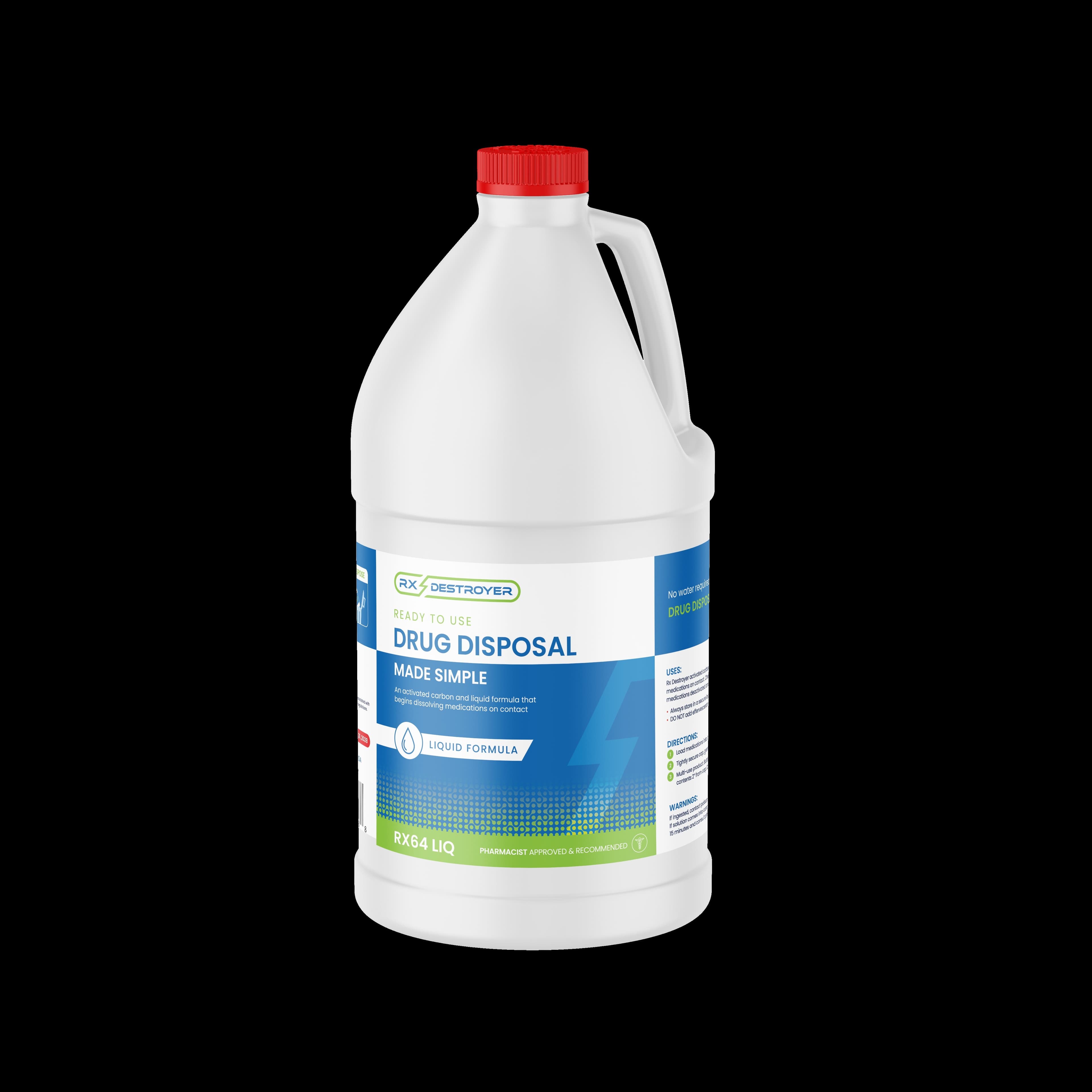 Destroyer Rx Liquid Drug Disposal, 64 oz Bottle with Hardener Packets - Destroyer Rx Liquid 64oz - Image 1