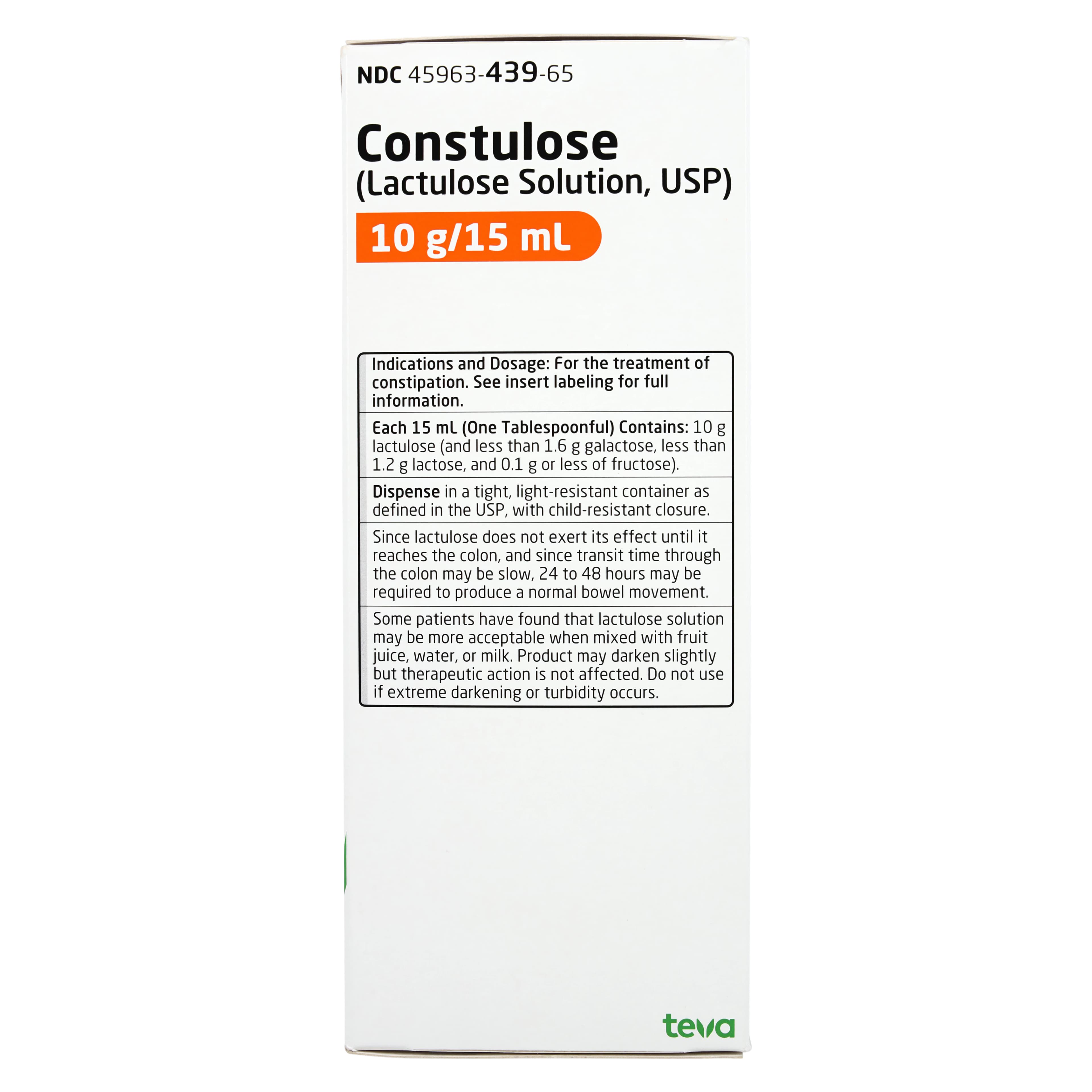 Lactulose Oral Syrup, 10 gm/15 mL, 946 mL Bottle, Teva Pharmaceuticals thumbnail 4