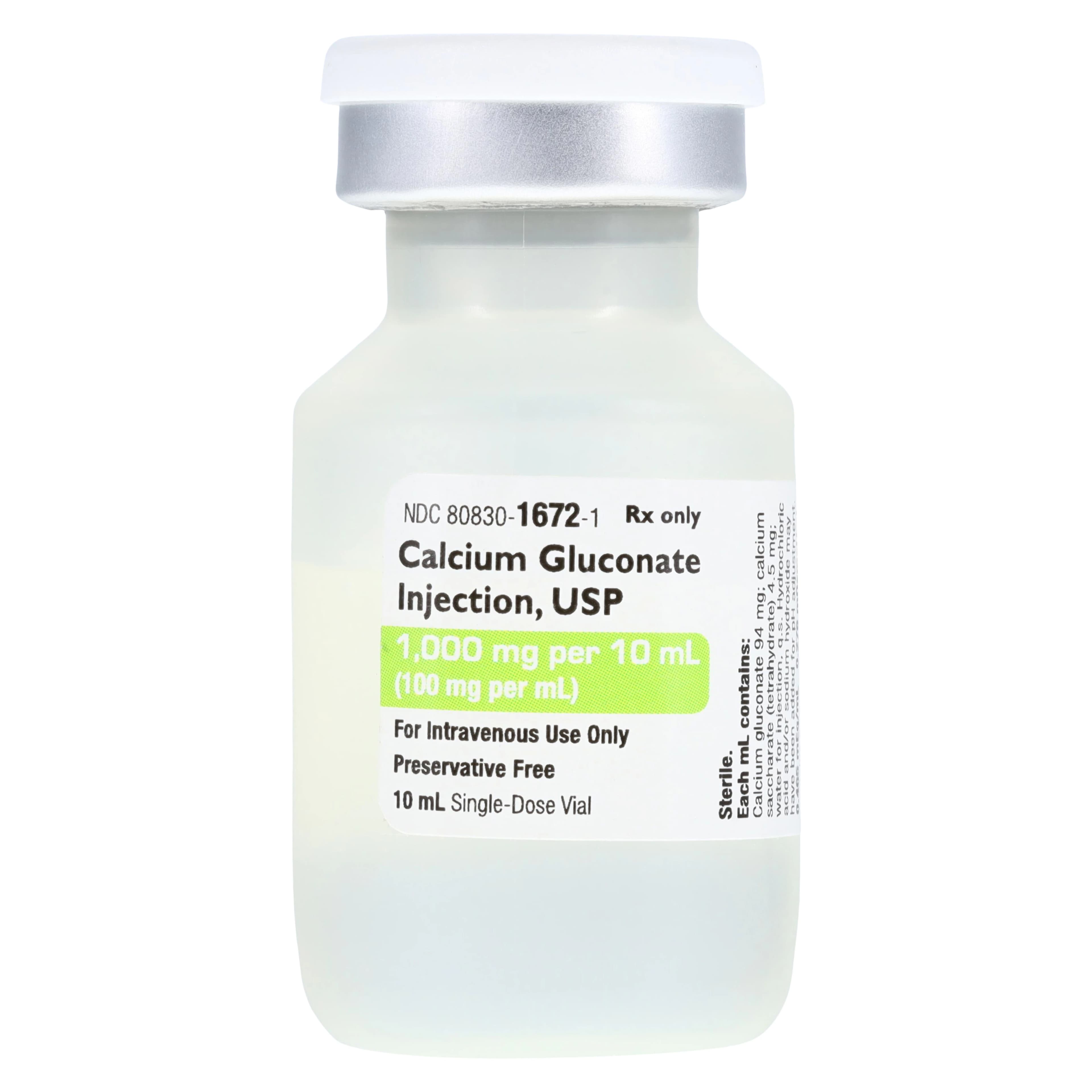 Calcium Gluconate Injection 100 mg/mL, Single-Dose Vial, 10 mL, 10/Package thumbnail 2