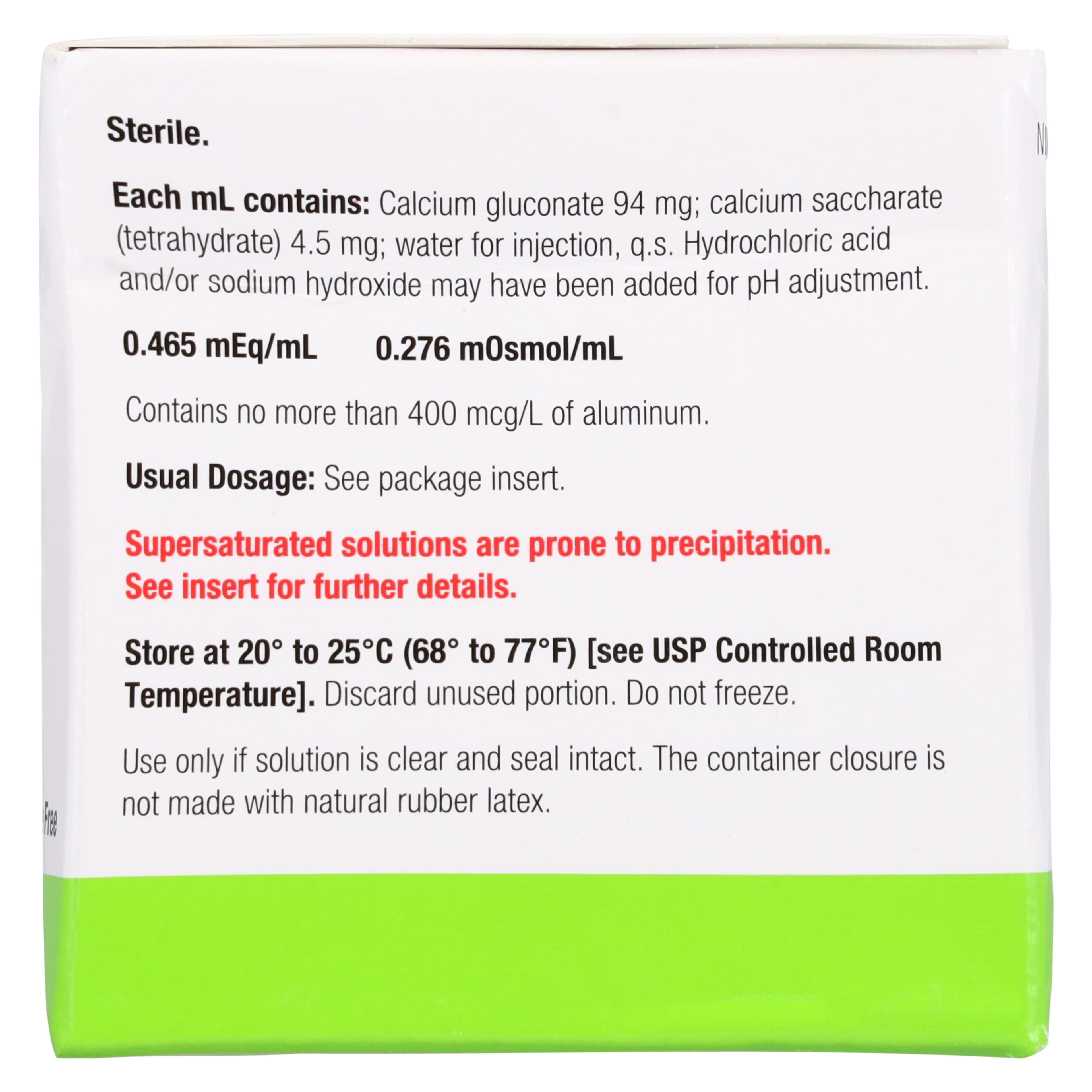 Calcium Gluconate Injection 100 mg/mL, Single-Dose Vial, 10 mL, 10/Package thumbnail 5