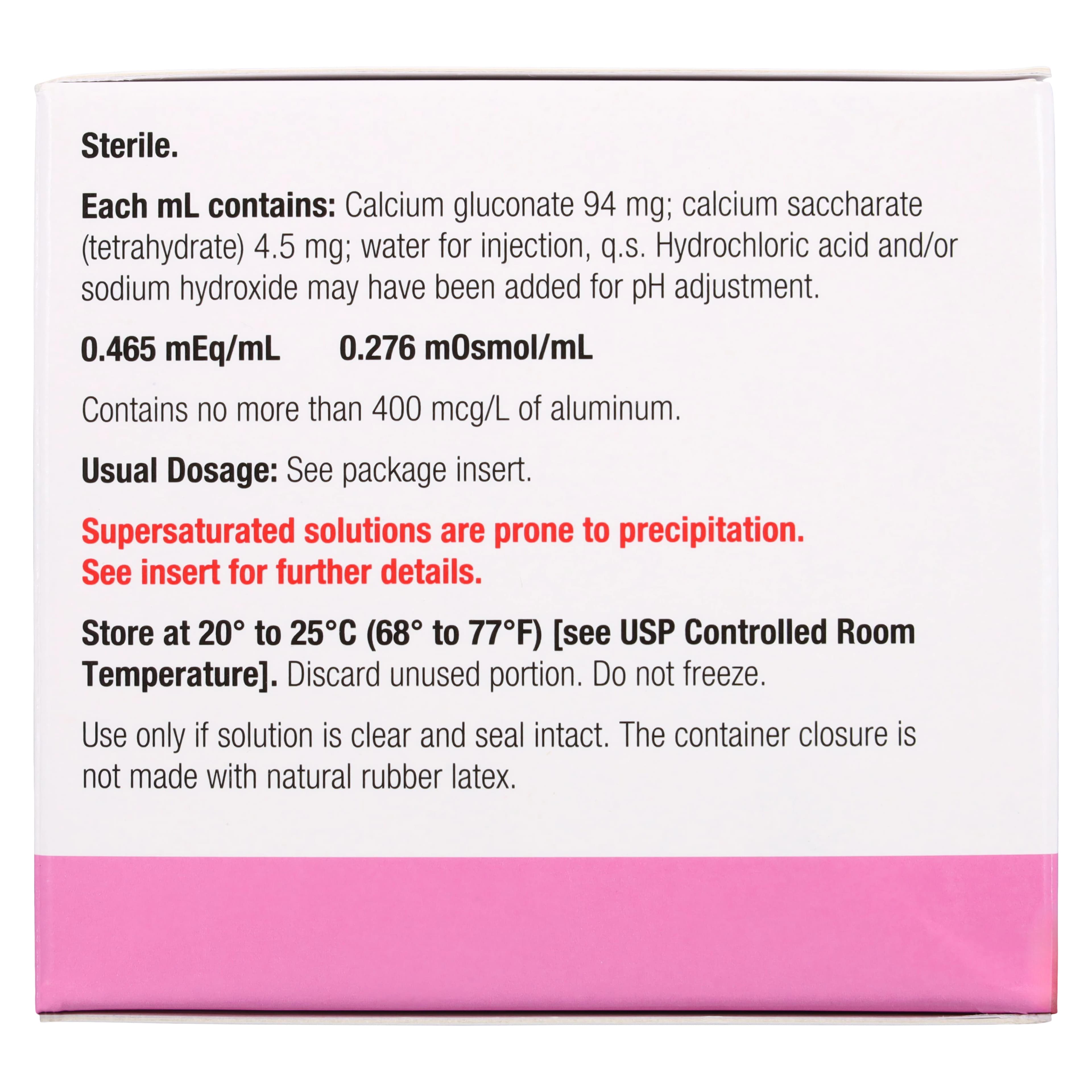 Calcium Gluconate Injection 100 mg/mL, Single-Dose Vial, 50 mL, 10/Package (Amneal) thumbnail 5