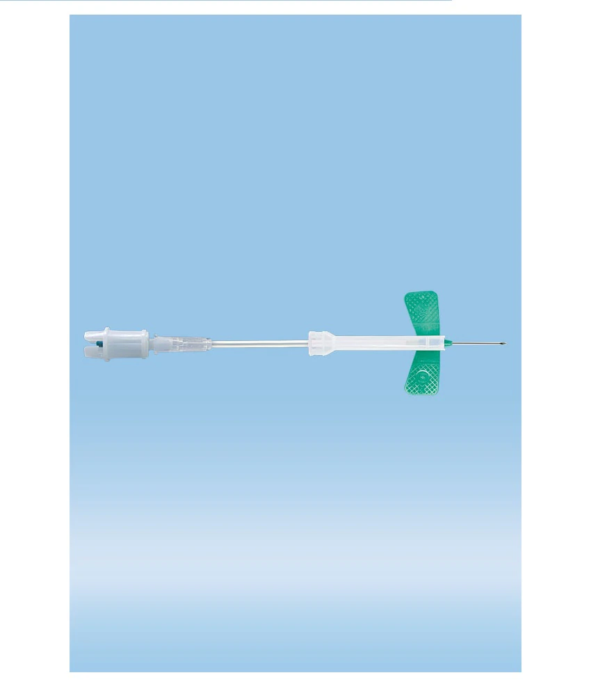 Sarstedt Safety-Multifly Blood Collection Needle, 21G x 3/4", Winged, 80mm Tubing, Blue, Sterile, Single-Use, 120/Pk - Needle Safety Multifly 21G - Image 1