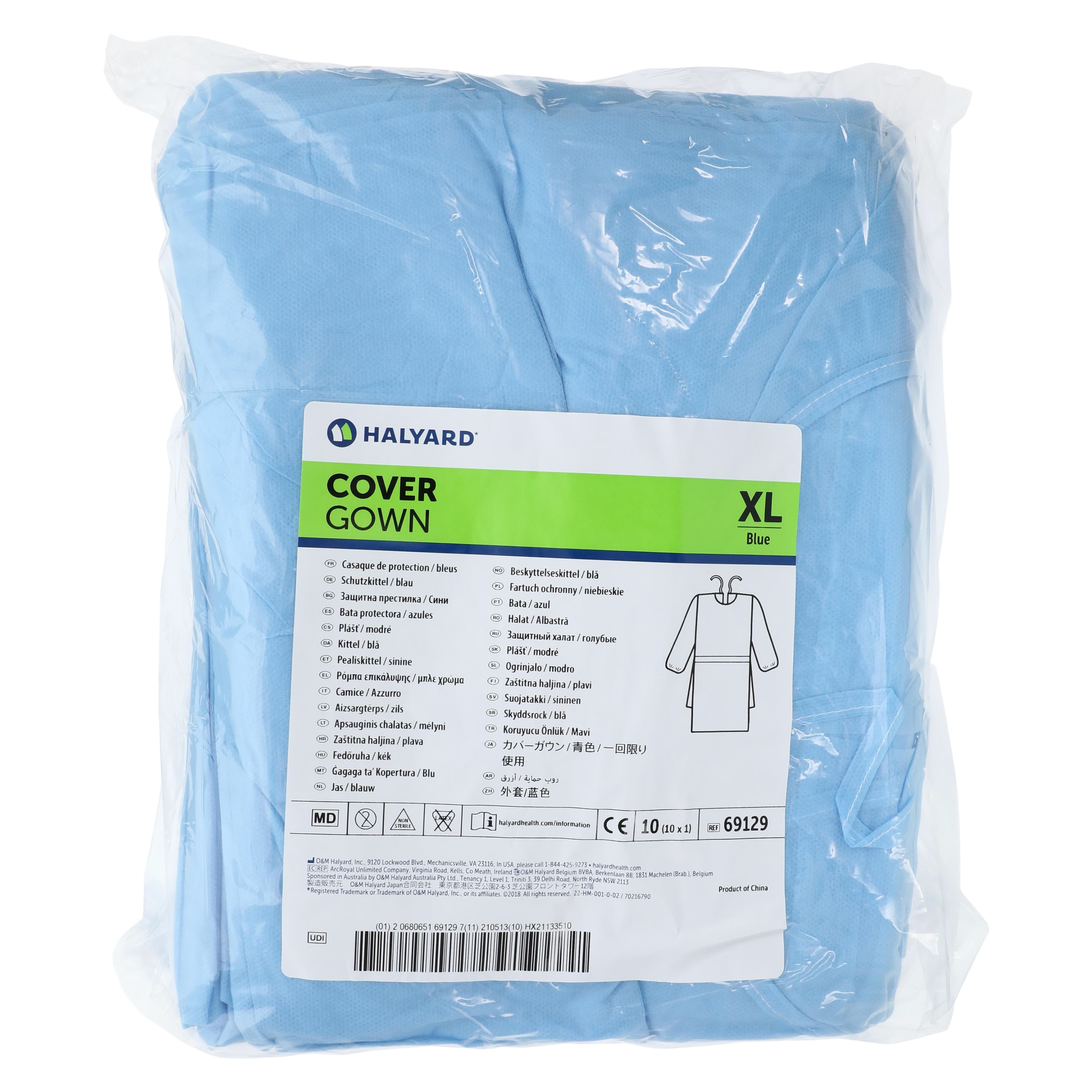 Halyard Spunbond Blue Isolation Gown, X-Large, Latex-Free, Non-Fluid Resistant, 100/Case thumbnail 7