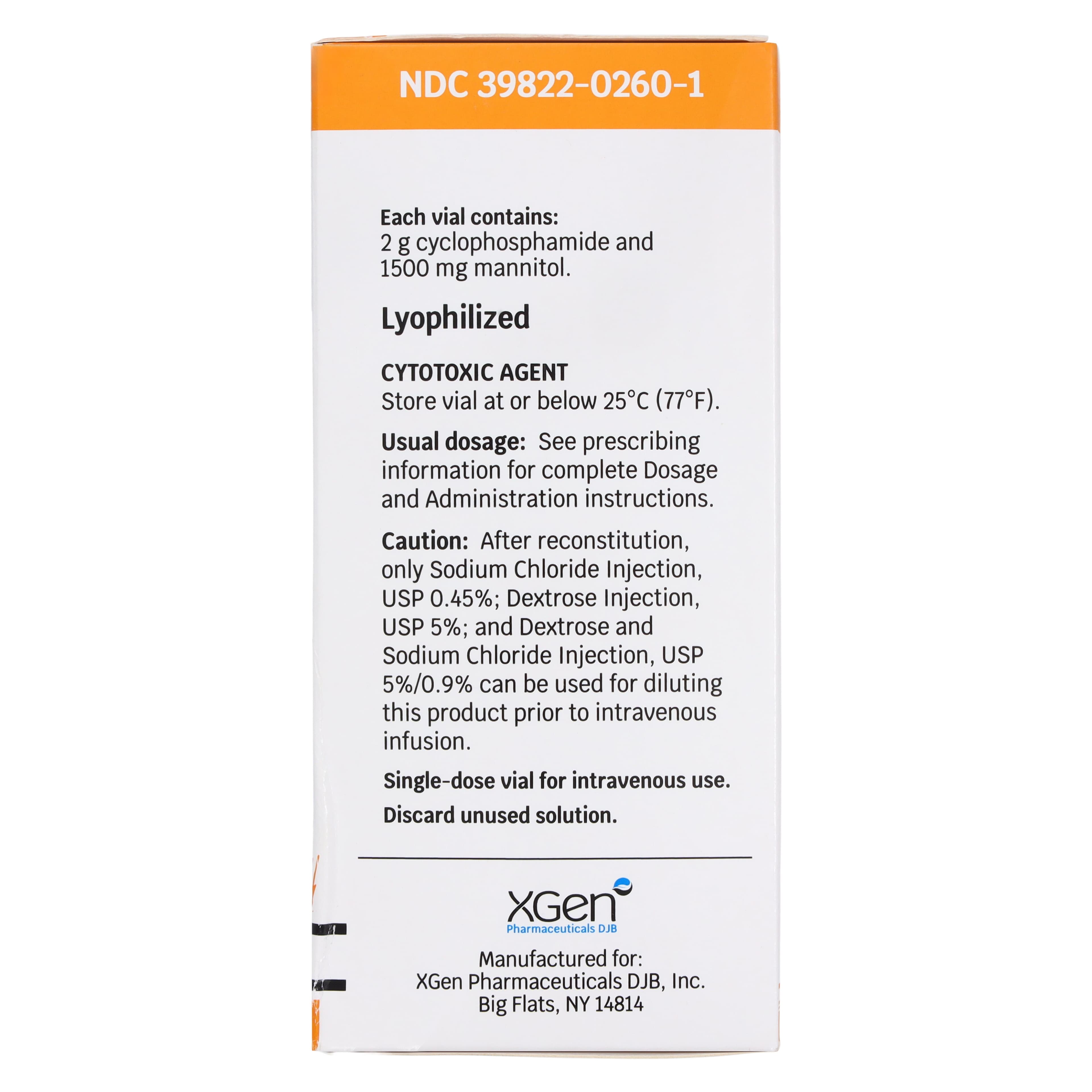 Cyclophosphamide for Injection, USP, Lyophilized Powder, 2 g Single-Dose Vial (150 mL), X-Gen Pharmaceuticals thumbnail 4
