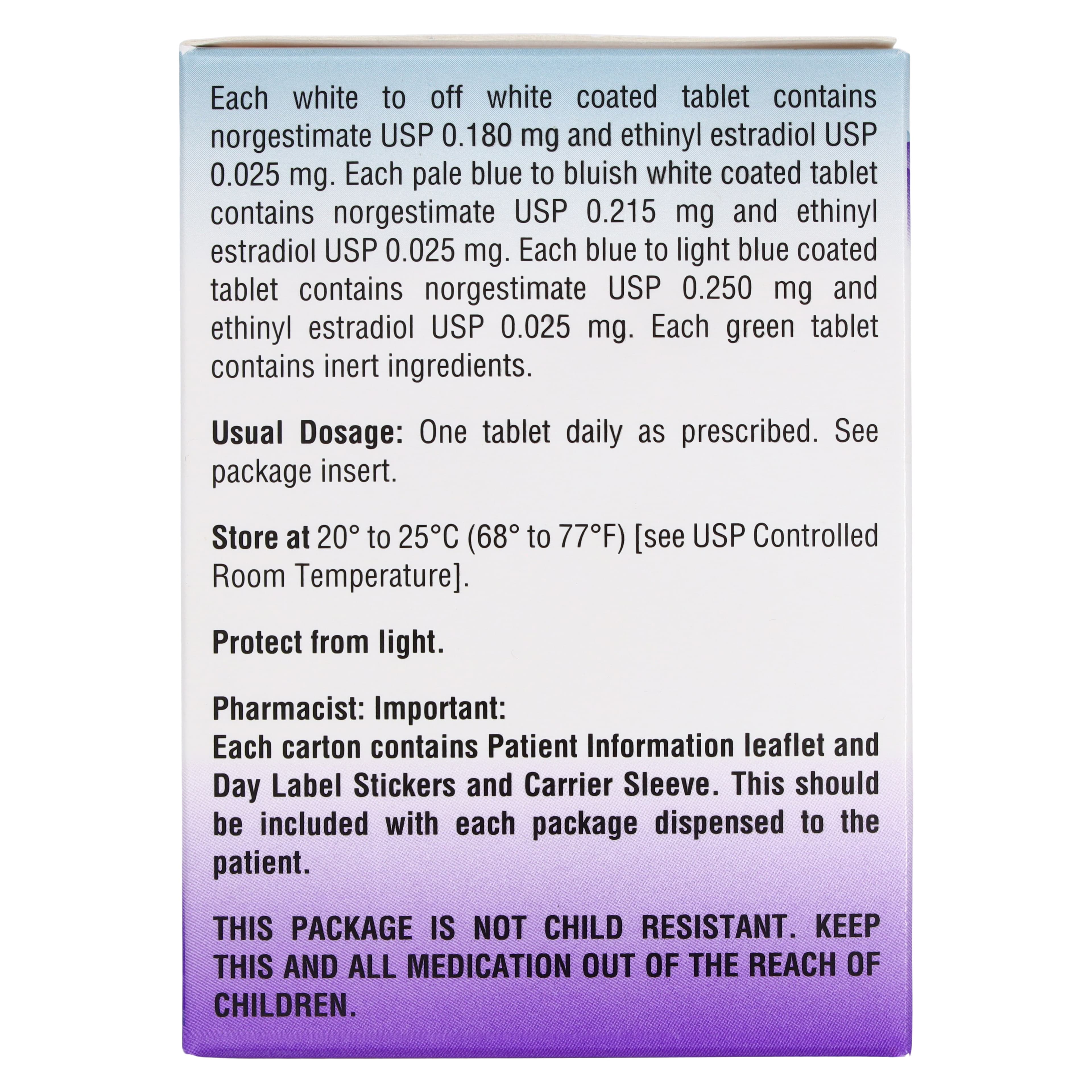 Norgestimate/Ethinyl Estradiol Tablets, 0.18mg/0.215mg/0.25mg, Blister Pack thumbnail 4