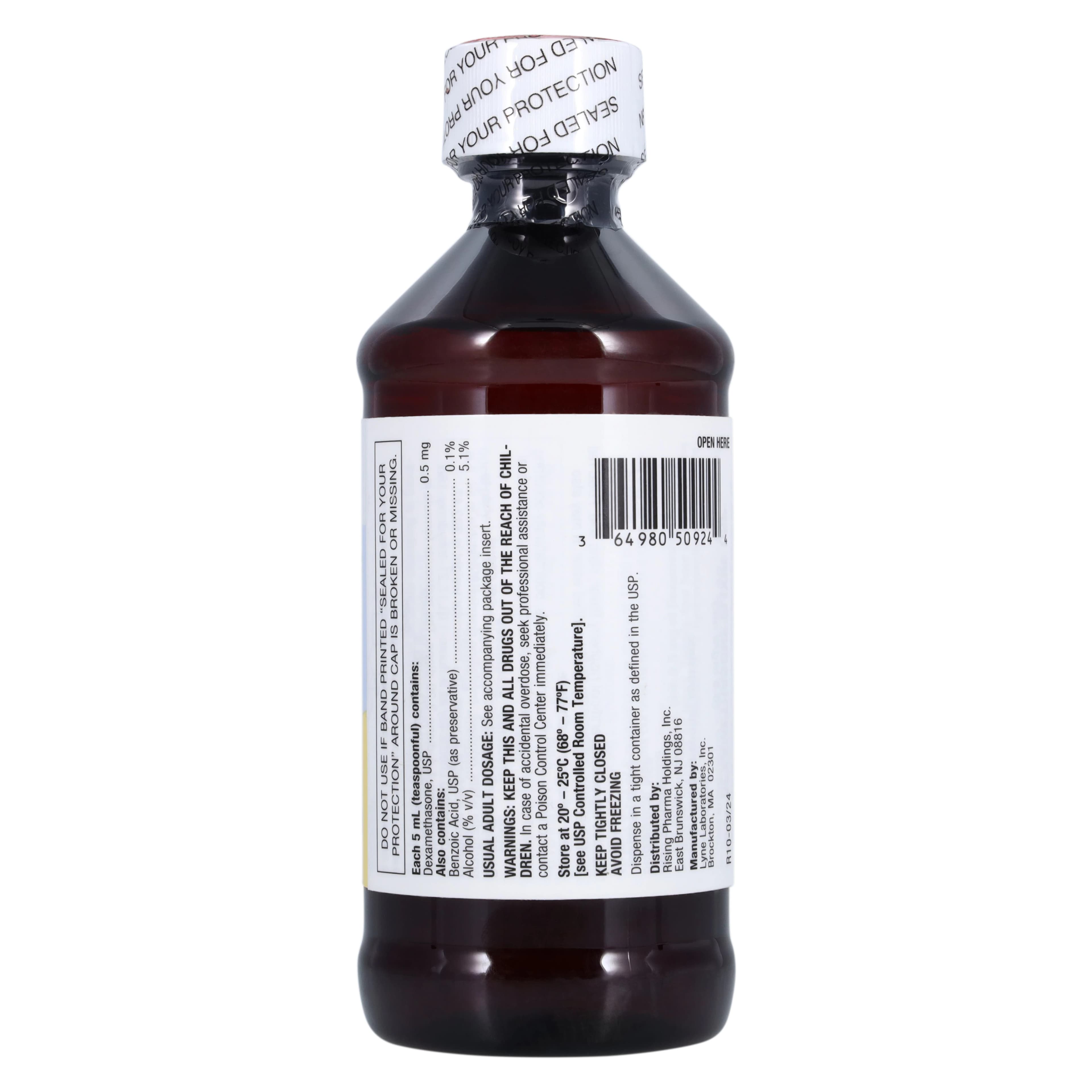 Dexamethasone Oral Elixir 0.5mg/5mL, Raspberry Flavor, 240mL Bottle thumbnail 2