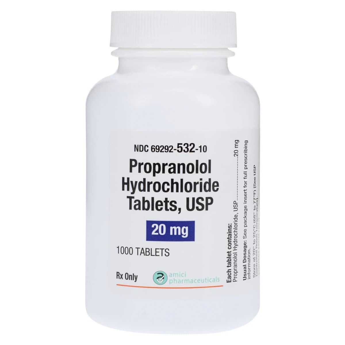 Propranolol HCl Tablets, 20mg, 1000/Bottle thumbnail 2