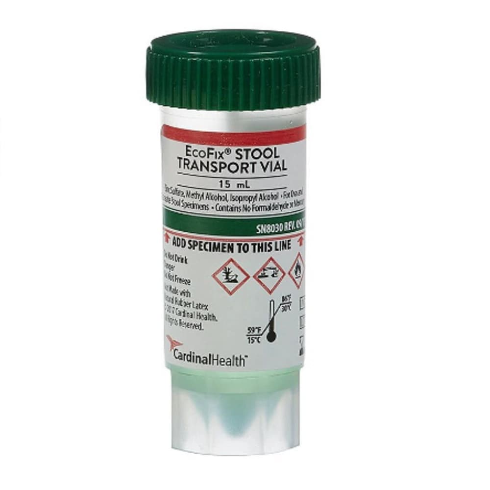 Meridian Bioscience EcoFix Stool Transport Vial, 15 mL, Single-Use, Green Cap, 20/Pk, 120/Case - Transport Vial EcoFix Stool - Image 1