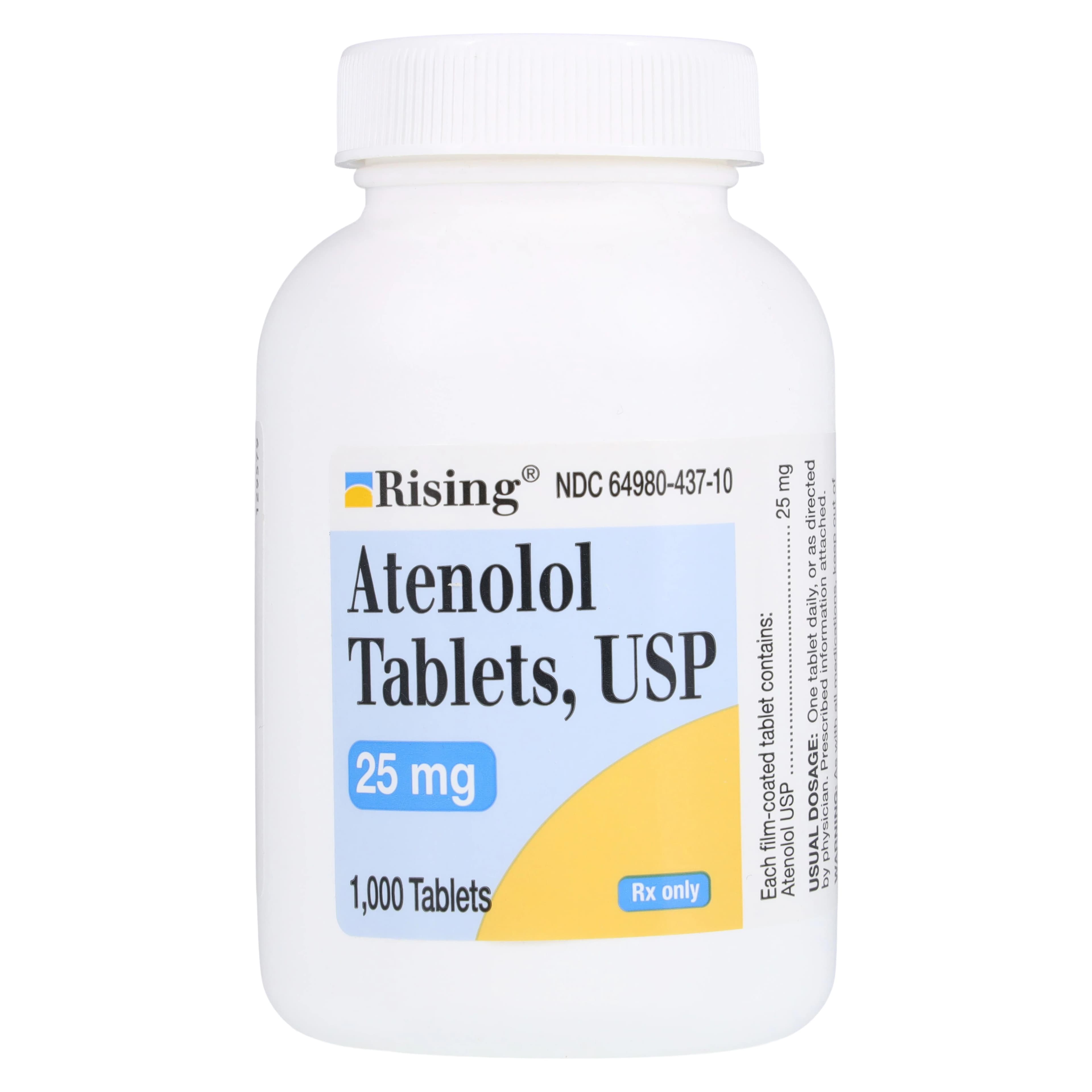 Atenolol Tablets 25mg, Bottle of 100, Rising Pharmaceuticals - Atenolol Tablets - Image 1