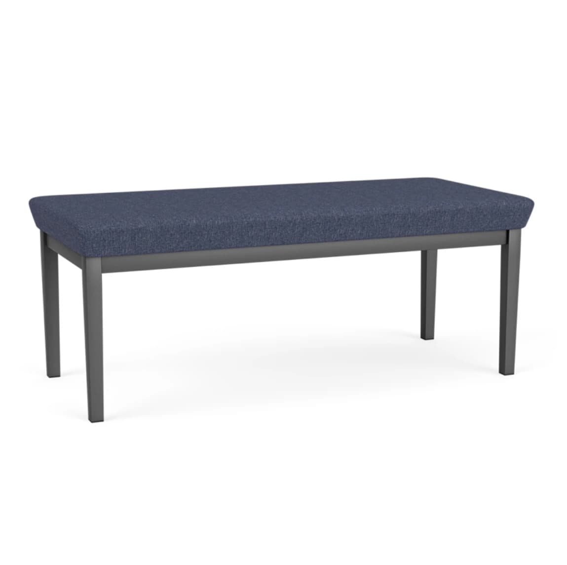 Lesro Amherst Steel 2-Seat Bench, Vinyl Linette Denim - Bench 2 Seat Amherst Steel - Image 1