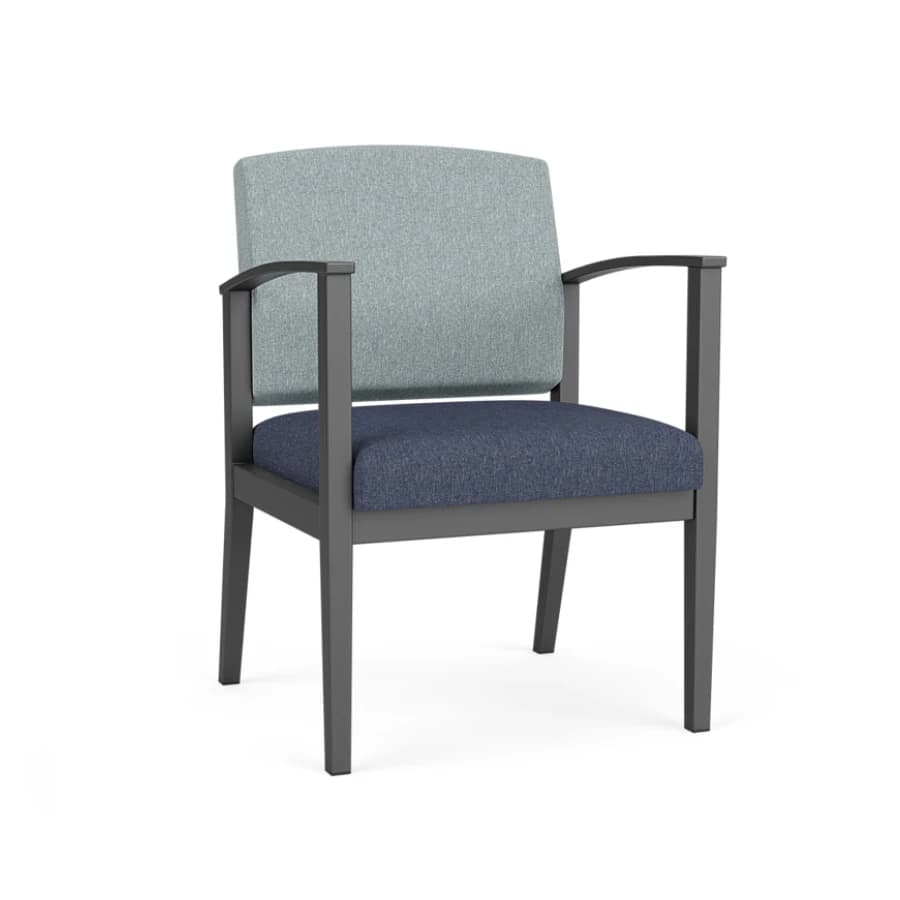 Lesro Amherst Steel Guest Chair, Charcoal Frame, Linette Ash/Denim Vinyl, 300 lb Capacity - Chair Guest Charcoal Frame - Image 1