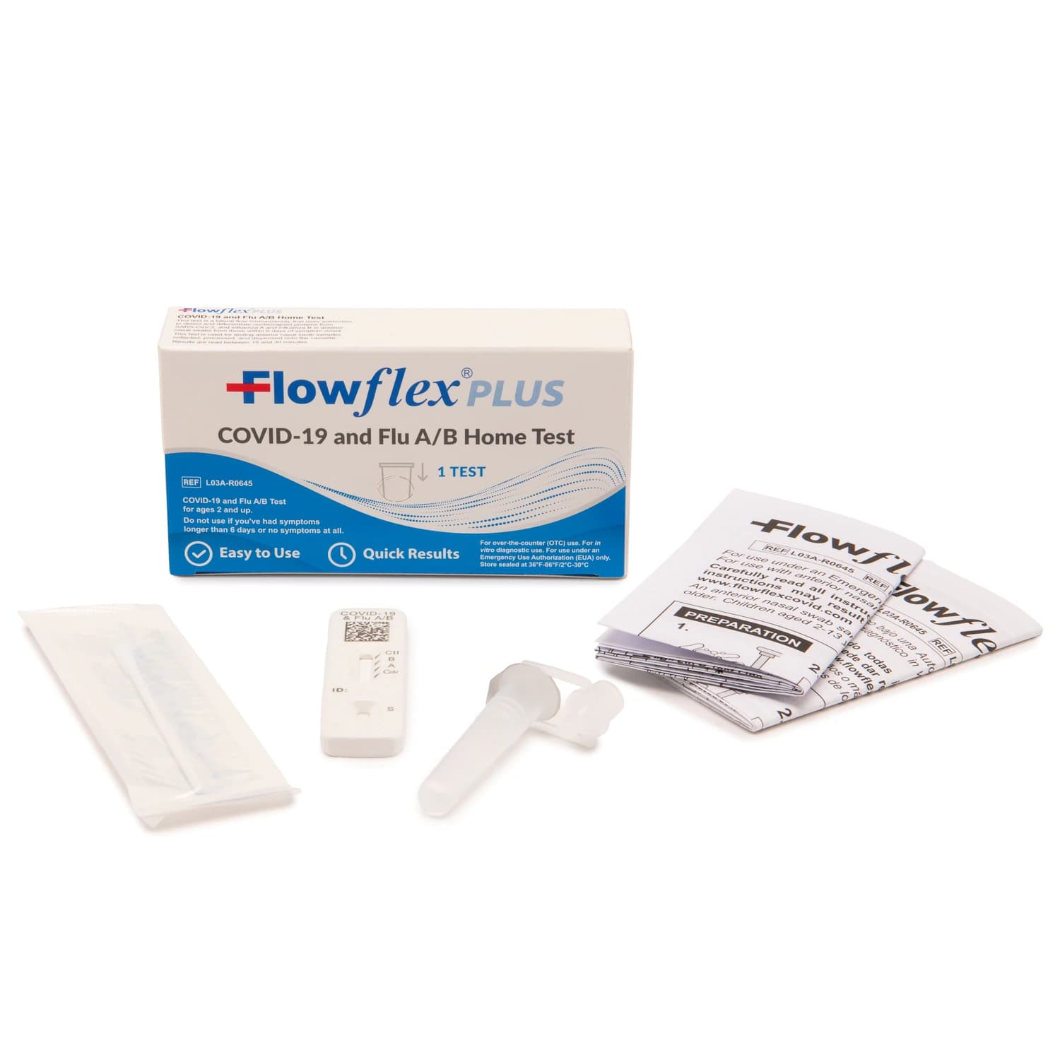FlowFlex Plus COVID/Flu Test, COVID-19/Flu A&B Antigen, Home Test, OTC, 1 Test/Box - FlowFlex Plus COVID/Flu Test - Image 1