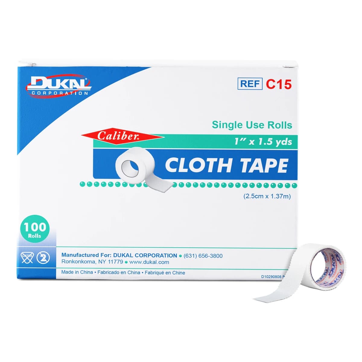 Dukal Cloth Surgical Tape, 1" x 1.5 yd, White, Non-Sterile, 500/Case - Tape Surg Cloth Single Use - Image 1