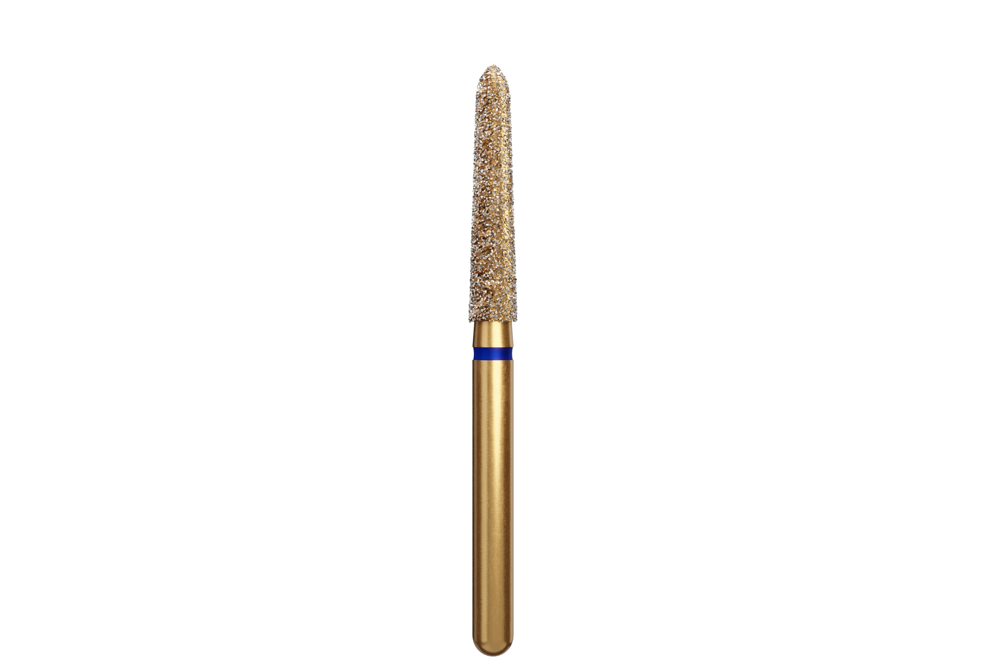 Coltene Alpen Multi-Use Multilayer Diamond Bur, FG, Medium Grit, Tapered Torpedo/Curettage, #879K-021, 2.1 mm Head Diameter, 10 mm Head Length, 5/Pkg - Alpen&reg; Diamonds - Medium - #879K-021 (10.0) - Image 1