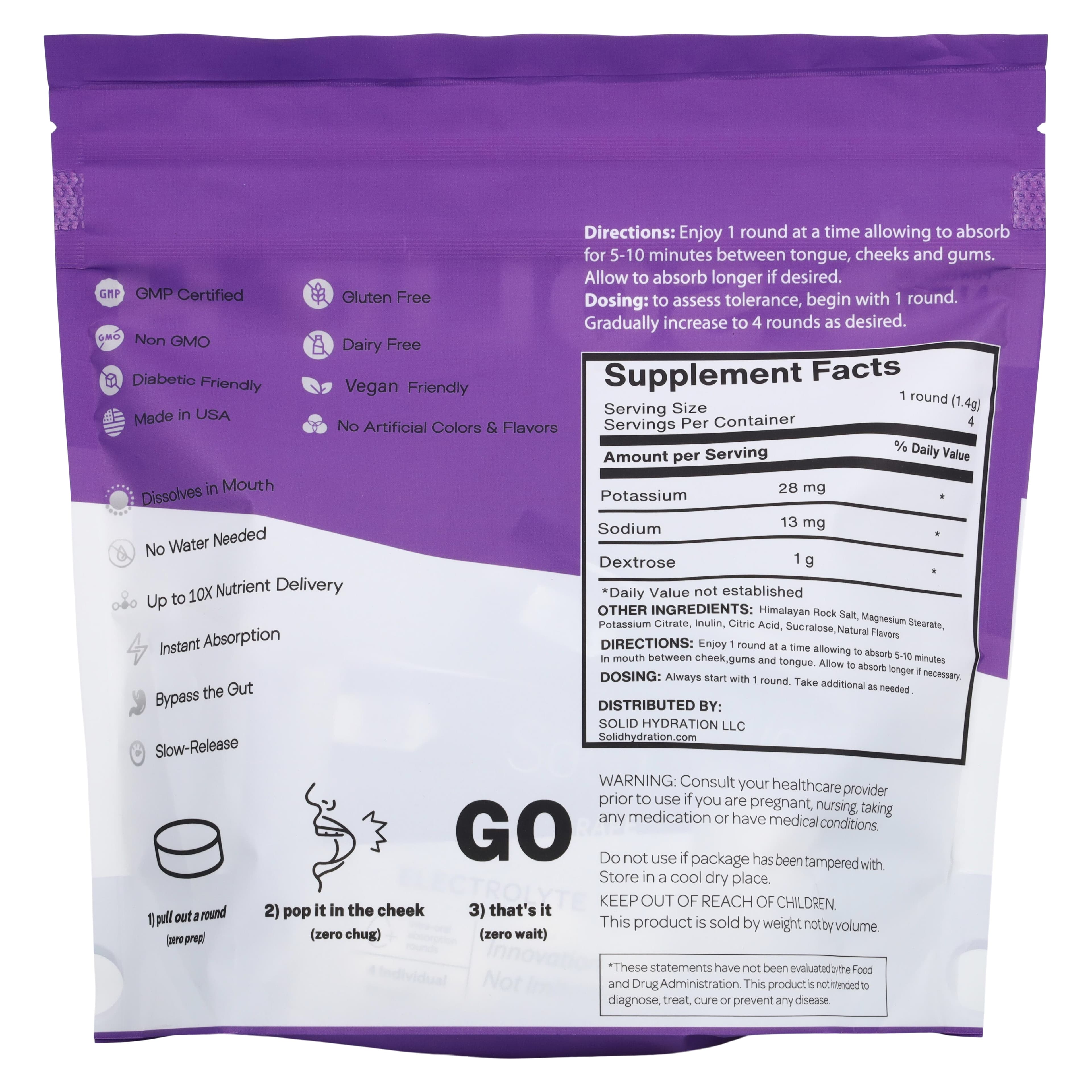 Solid H Electrolyte Grape Oral Replenishment Drink Tablets, 1/Bag thumbnail 2