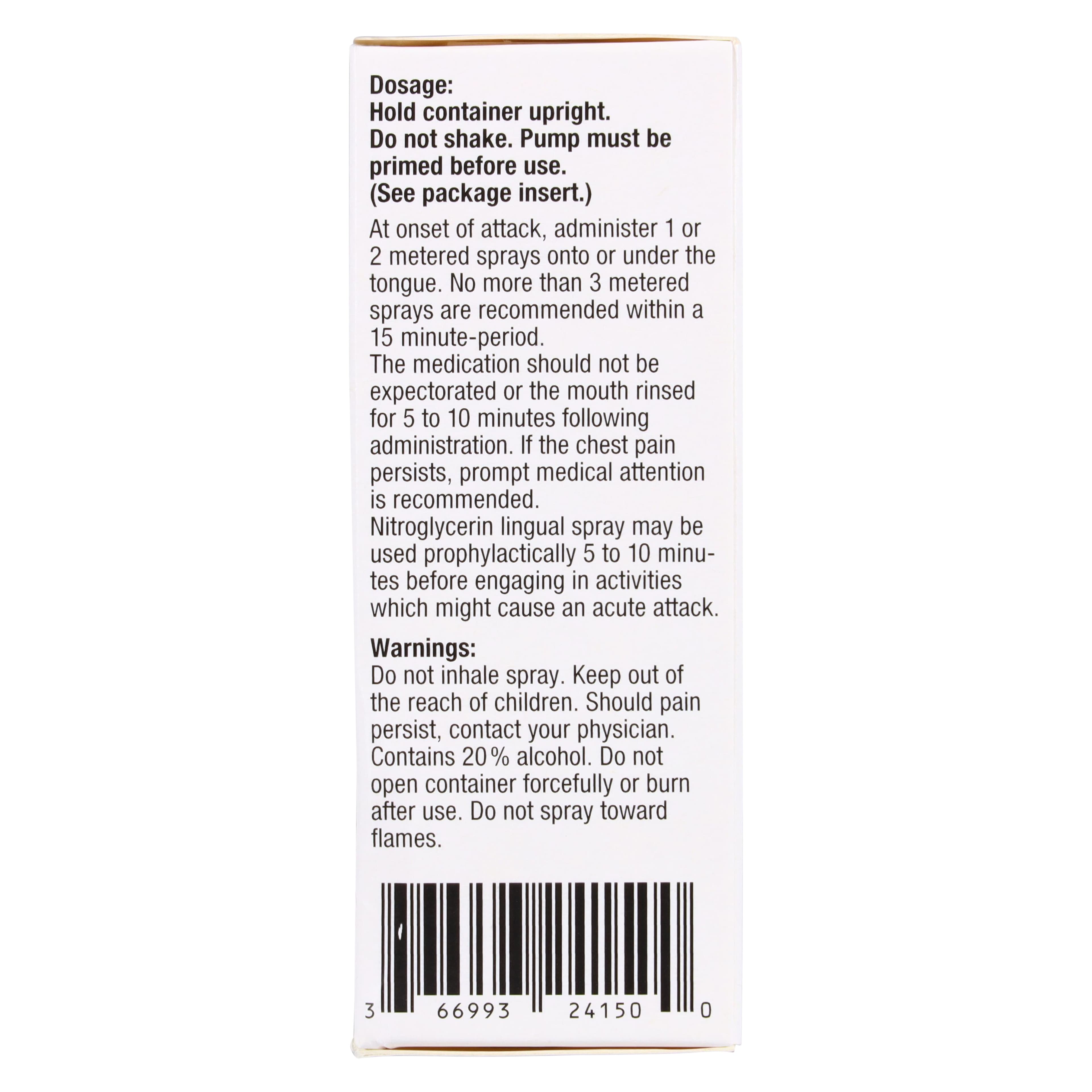 Nitroglycerin Lingual Spray 400mcg, 60 Dose Bottle, Prasco thumbnail 5
