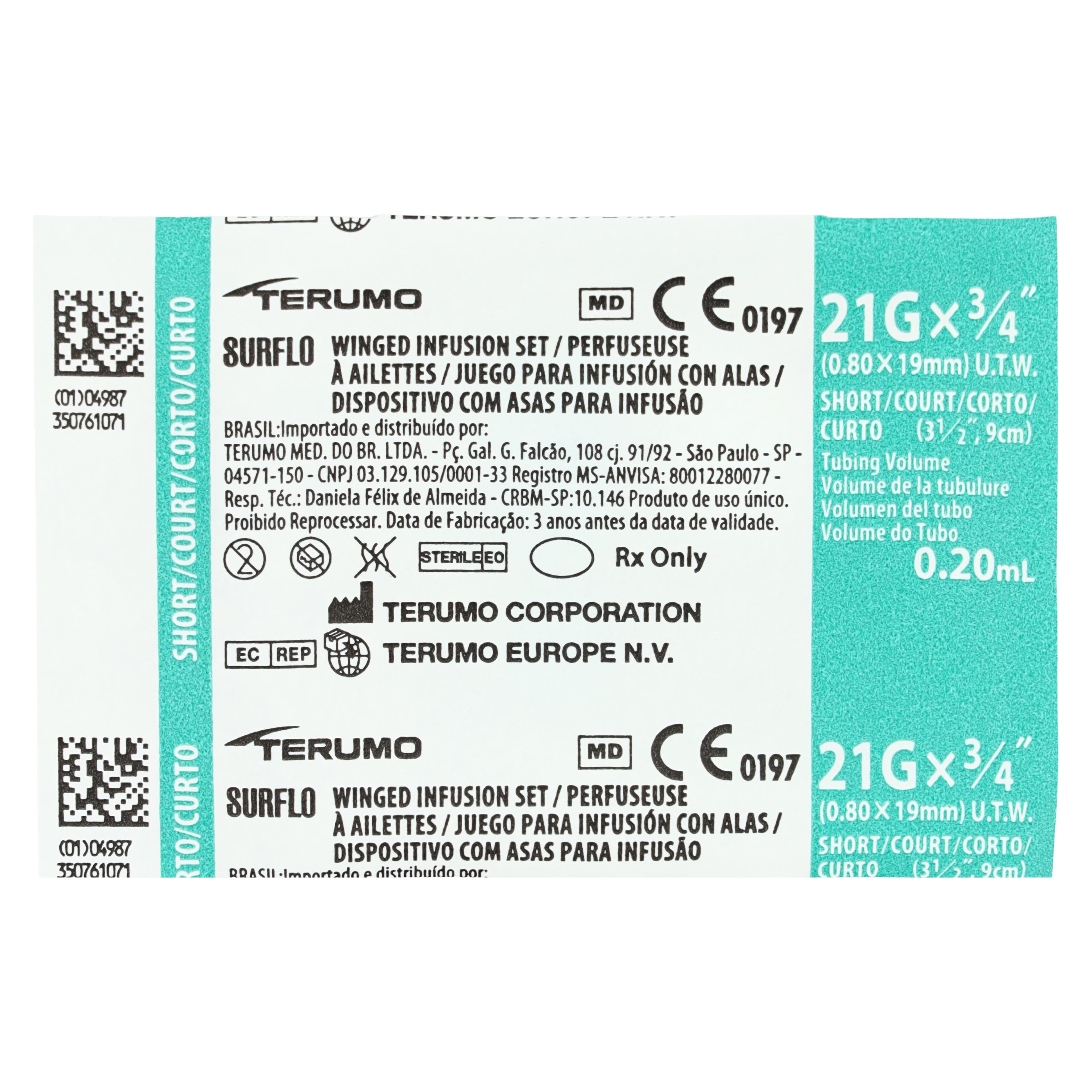 Terumo Winged Infusion Set, 21G x 3/4", 3.5" Tubing, 50/Box thumbnail 2