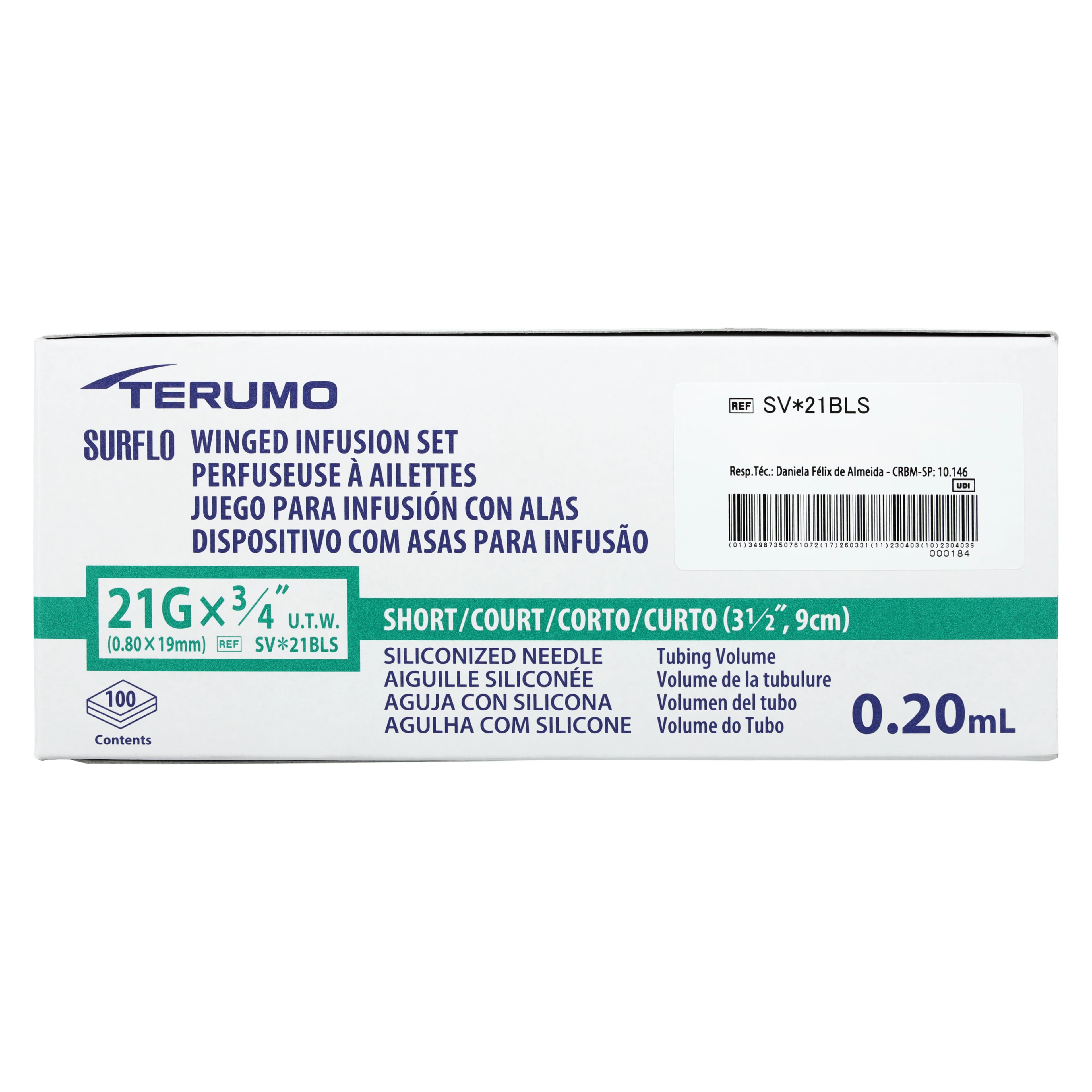 Terumo Winged Infusion Set, 21G x 3/4", 3.5" Tubing, 50/Box thumbnail 3